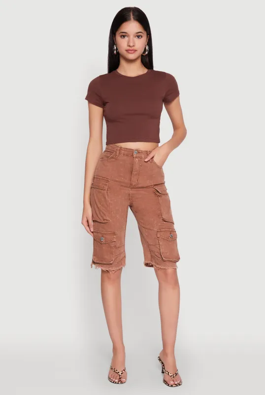 Daisy Mineral Wash Cargo Bermuda Shorts sold by Rainbow