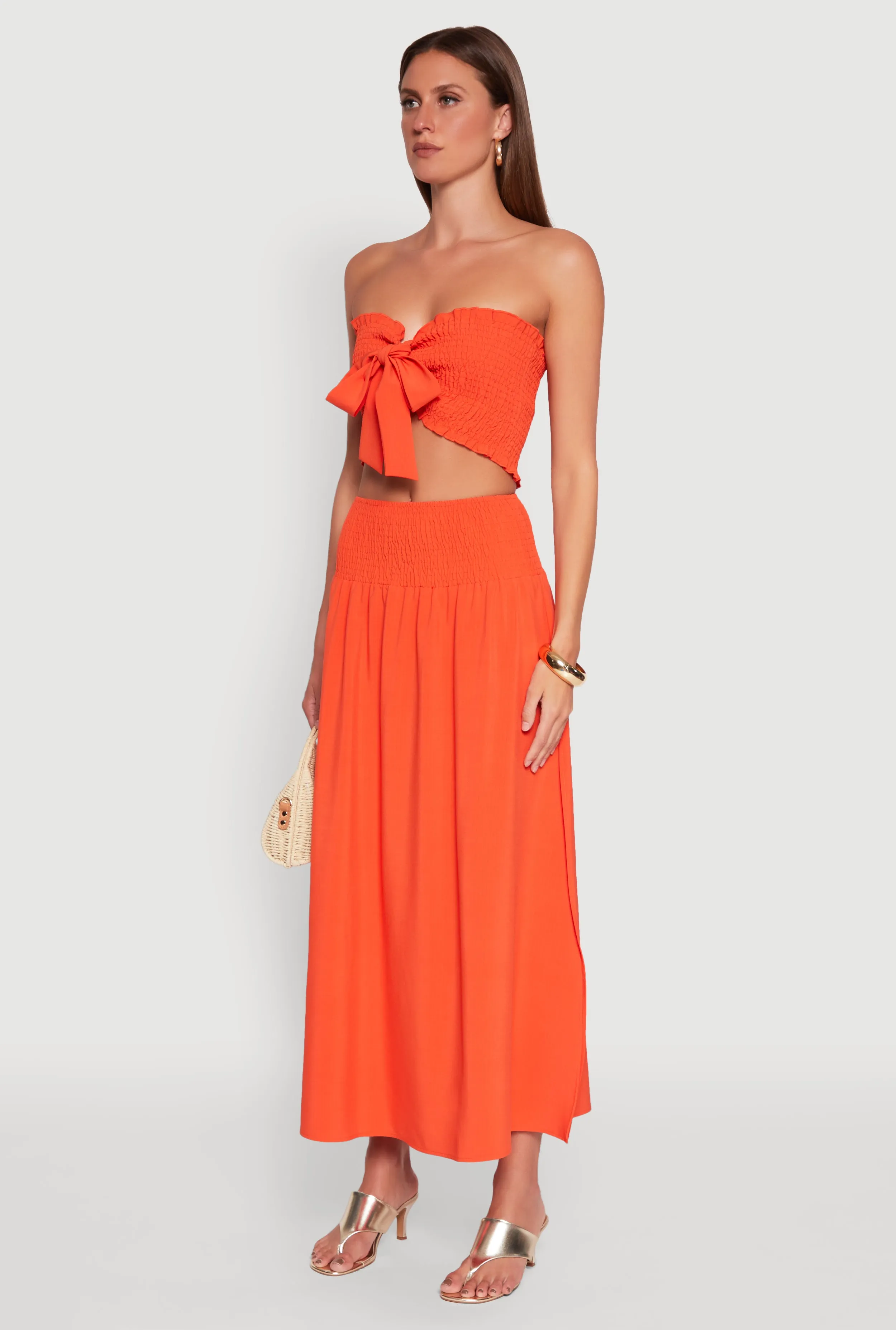 Tie Front Smocked Cropped Tube Top sold by Rainbow product image thumbnail 5