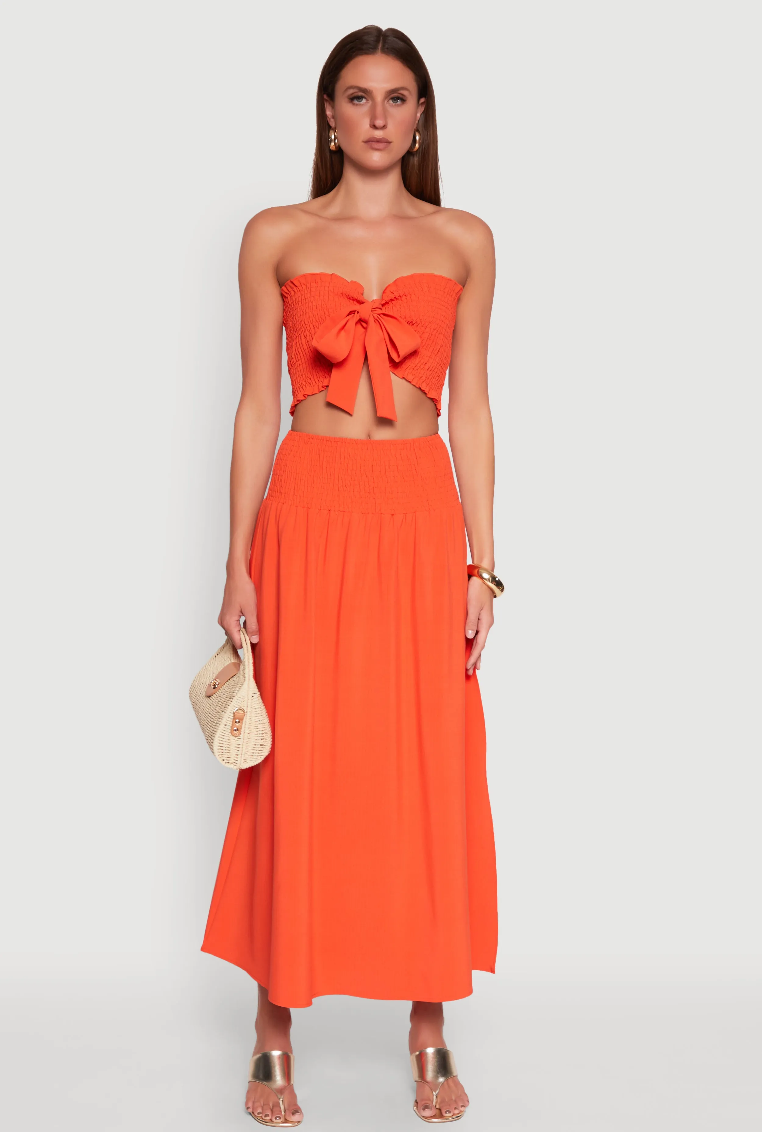 Tie Front Smocked Cropped Tube Top sold by Rainbow product image thumbnail 3