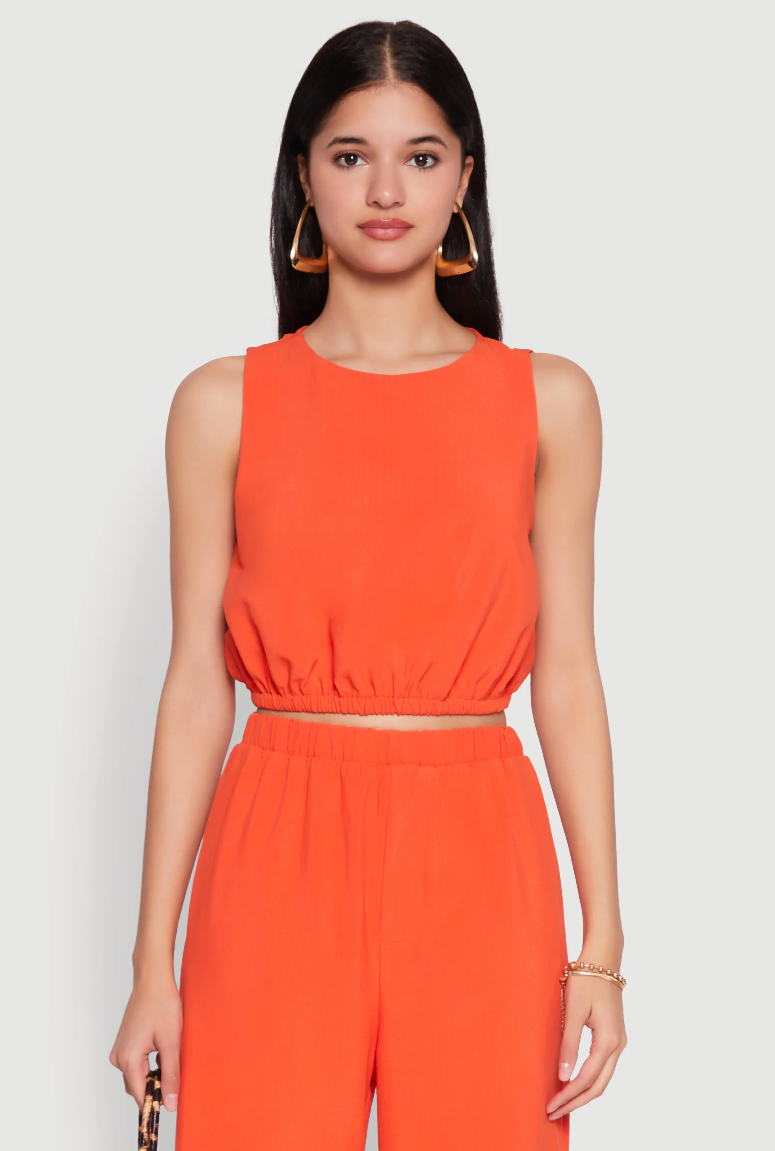 Elastic Waist Cropped Tank Top sold by Rainbow