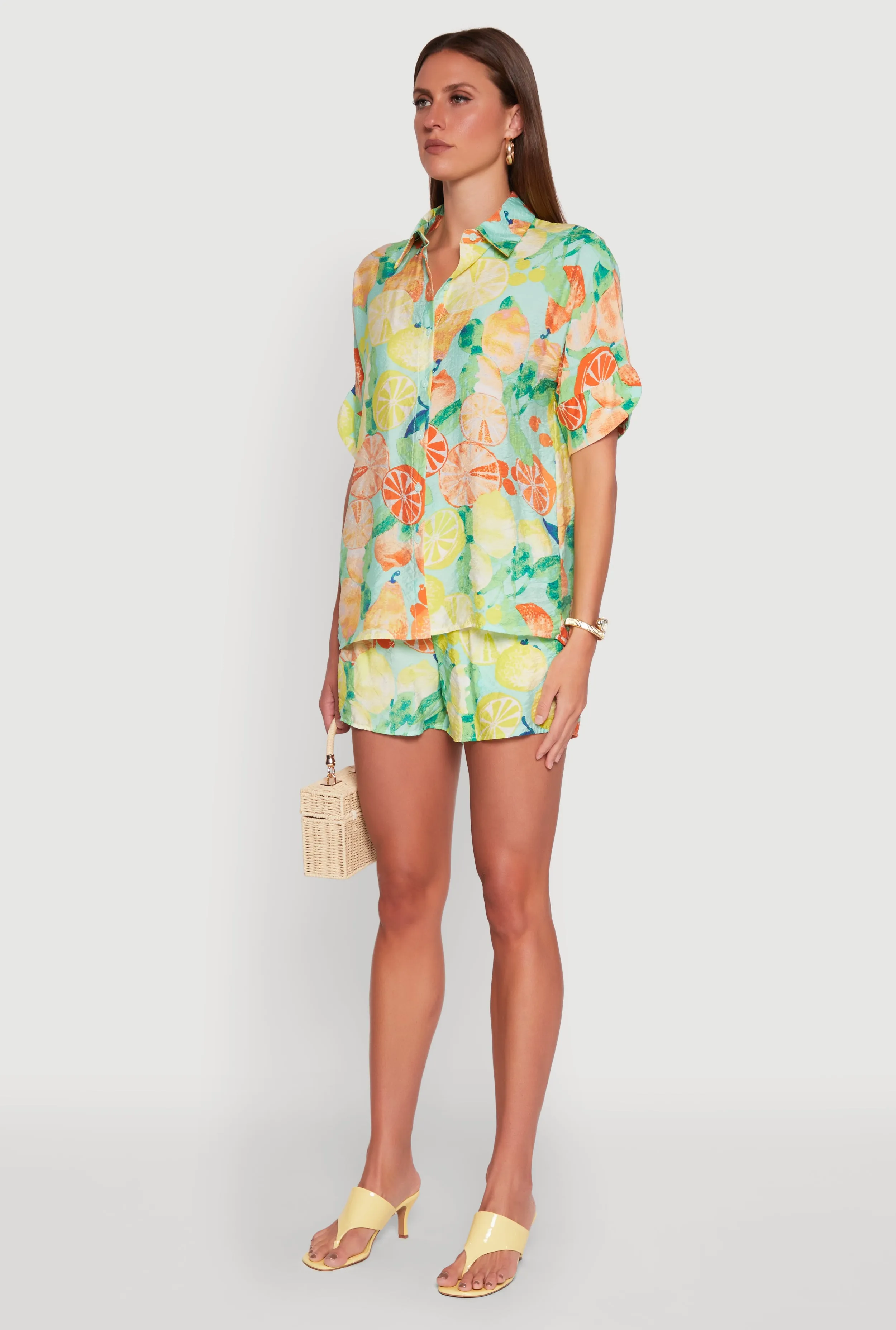Airy Fruit Print Button Front Shirt sold by Rainbow product image thumbnail 5
