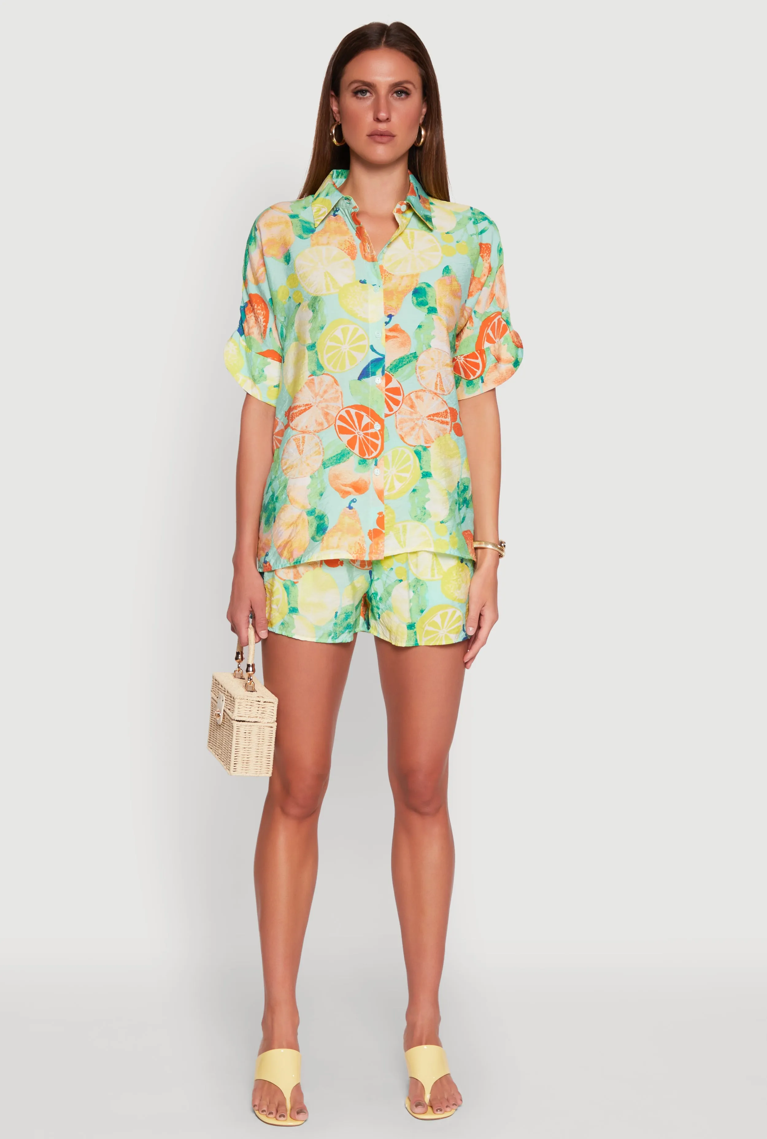 Airy Fruit Print Button Front Shirt sold by Rainbow product image thumbnail 3