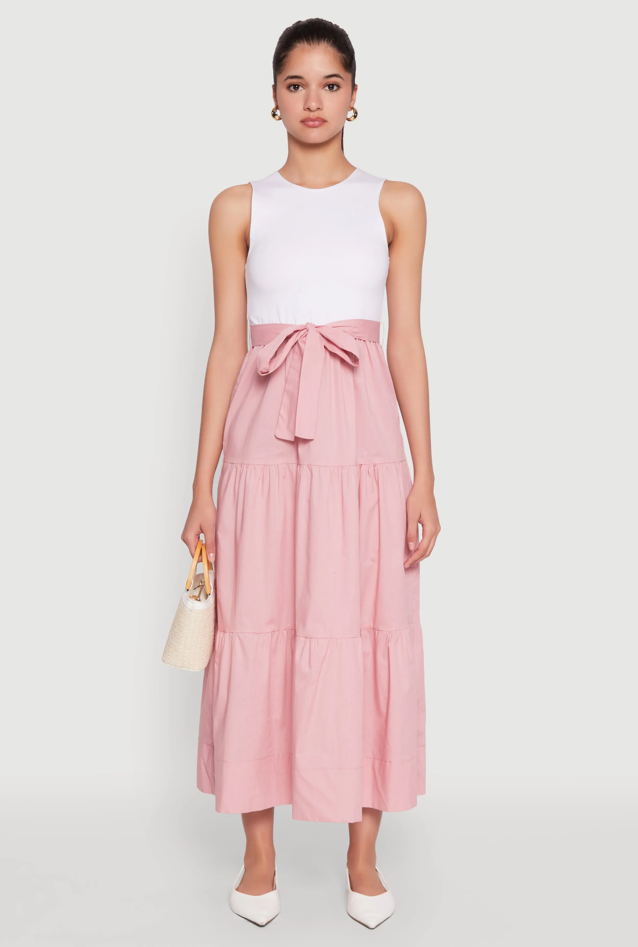 Tie Waist Belted Tiered Maxi Dress sold by Rainbow product image thumbnail 2