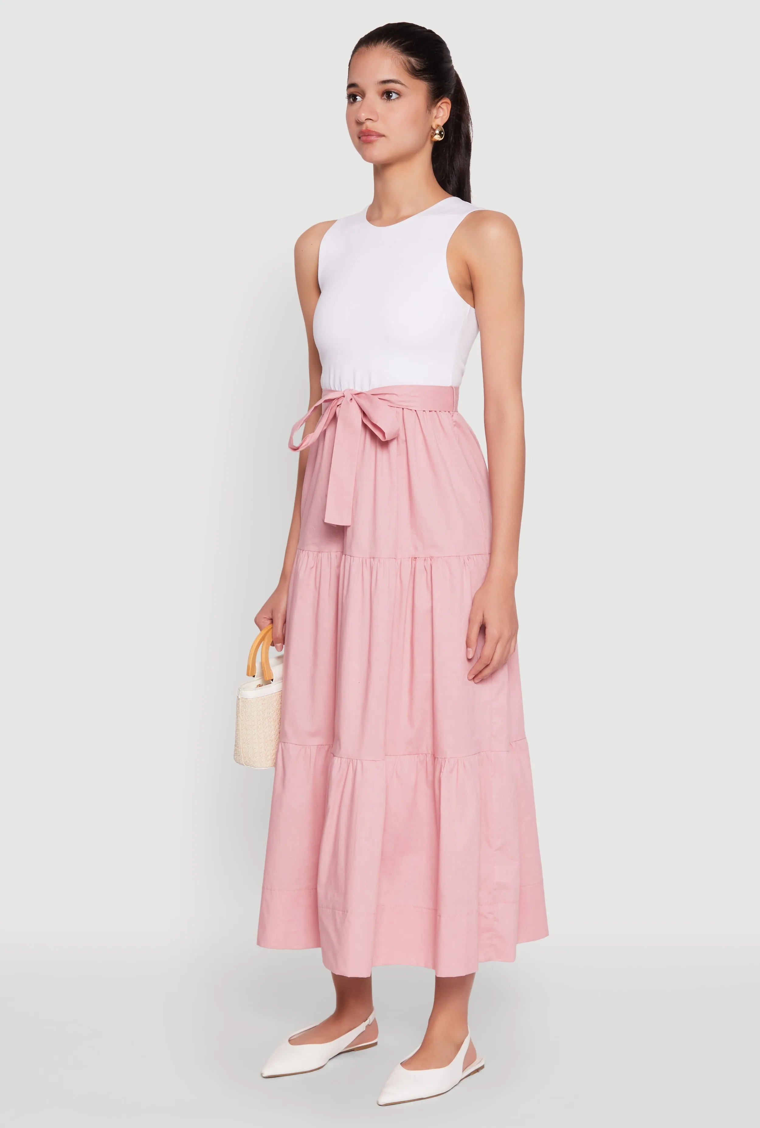 Tie Waist Belted Tiered Maxi Dress sold by Rainbow product image thumbnail 3