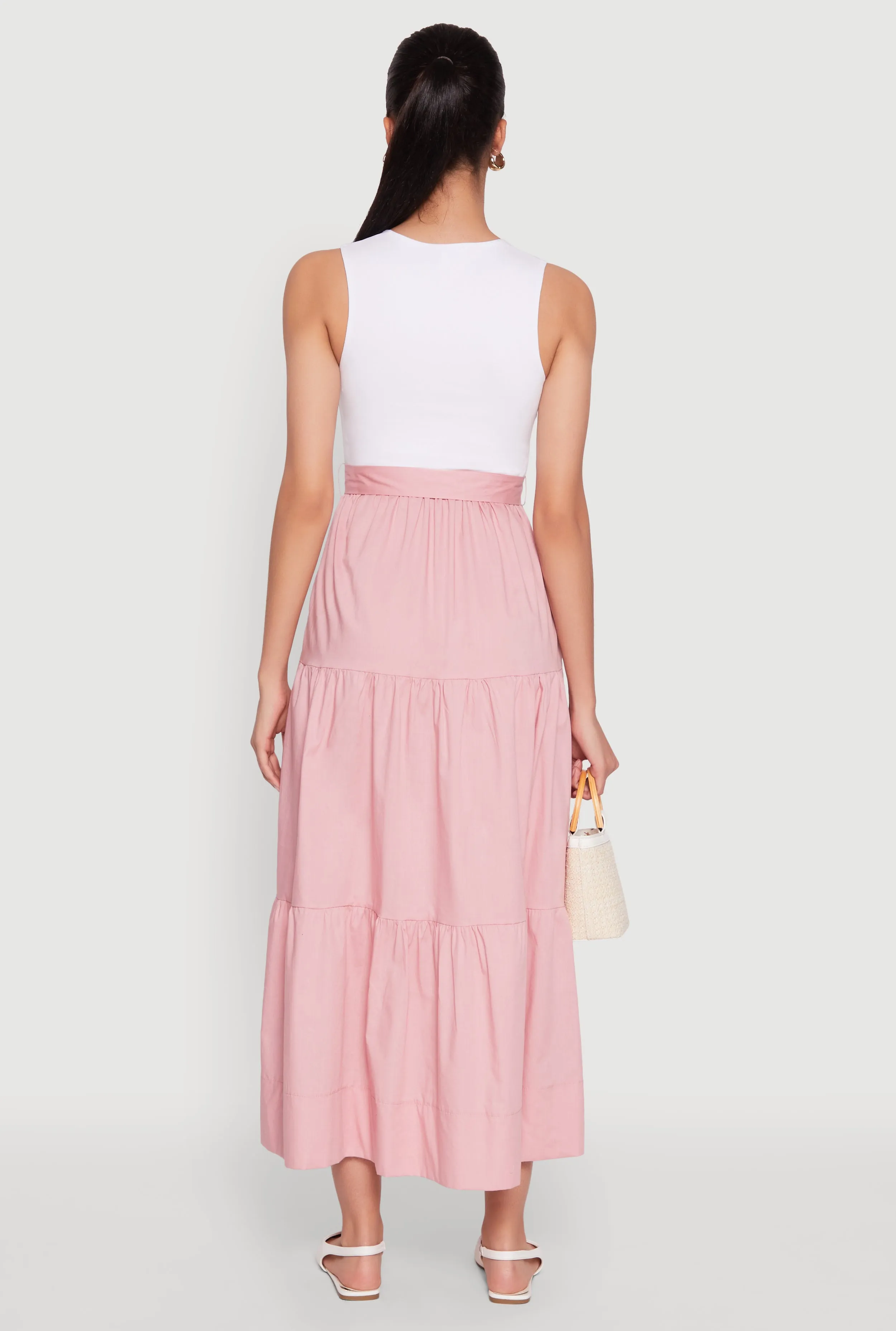 Tie Waist Belted Tiered Maxi Dress sold by Rainbow product image thumbnail 5