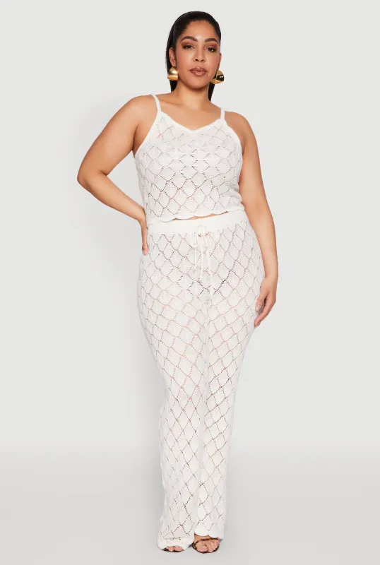 Plus Size Crochet Diamond Knit Pants sold by Rainbow