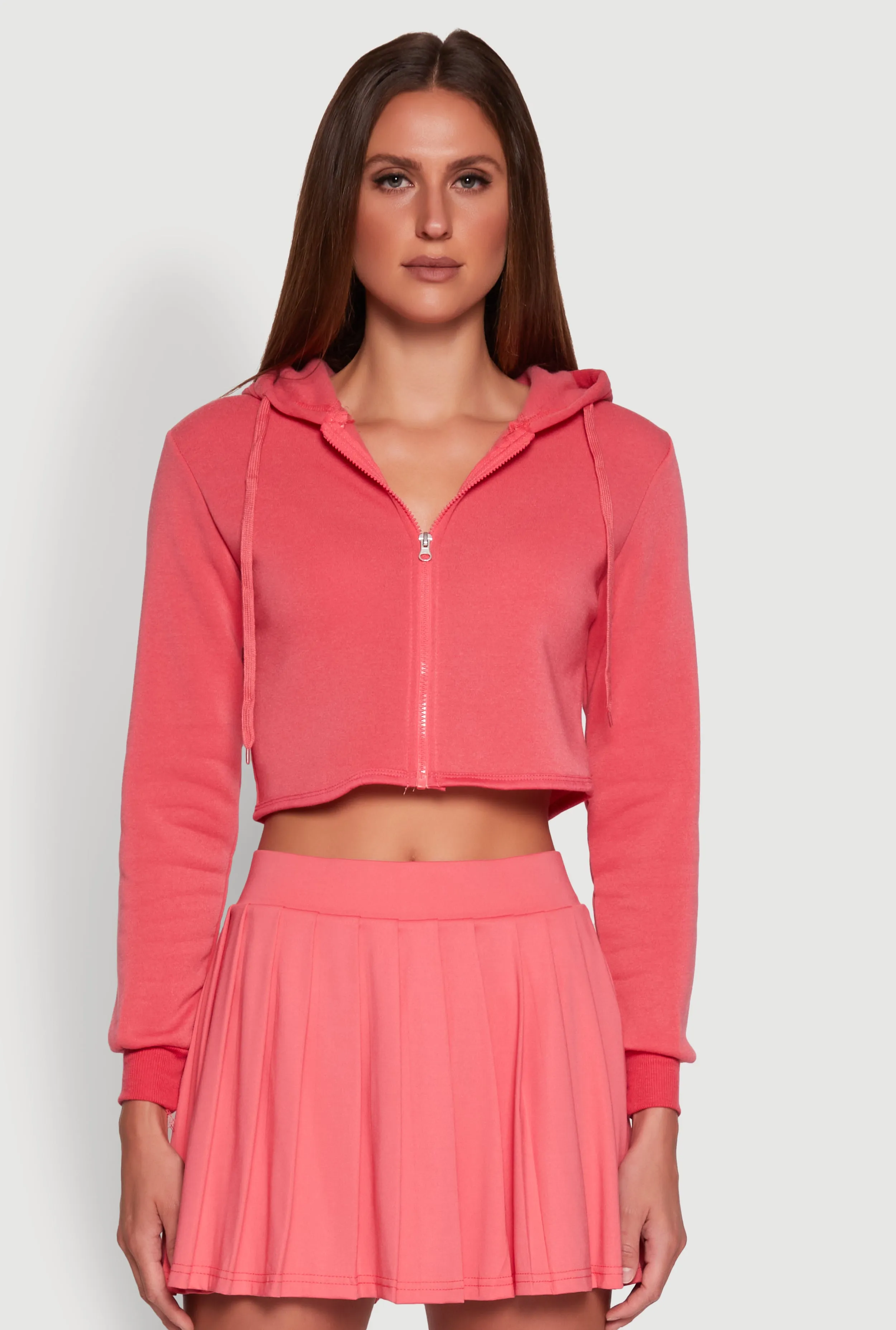 Zip Front Cropped Hoodie sold by Rainbow product image thumbnail 2