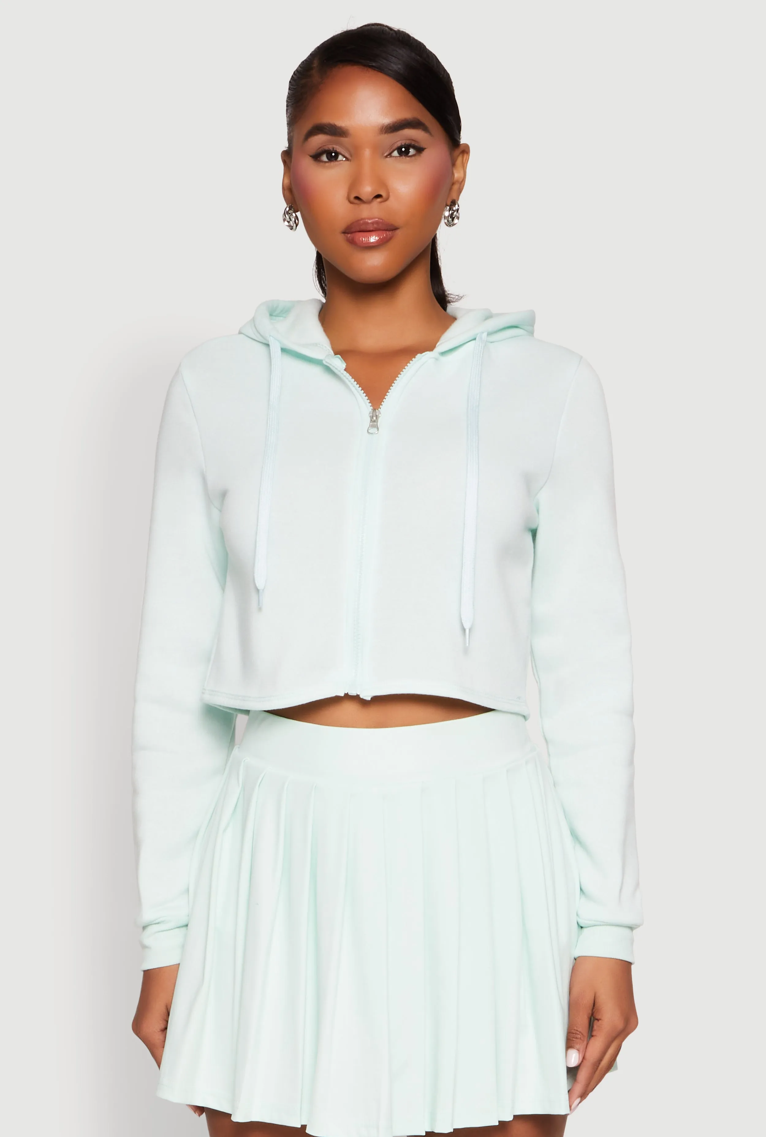 Zip Front Cropped Hoodie sold by Rainbow