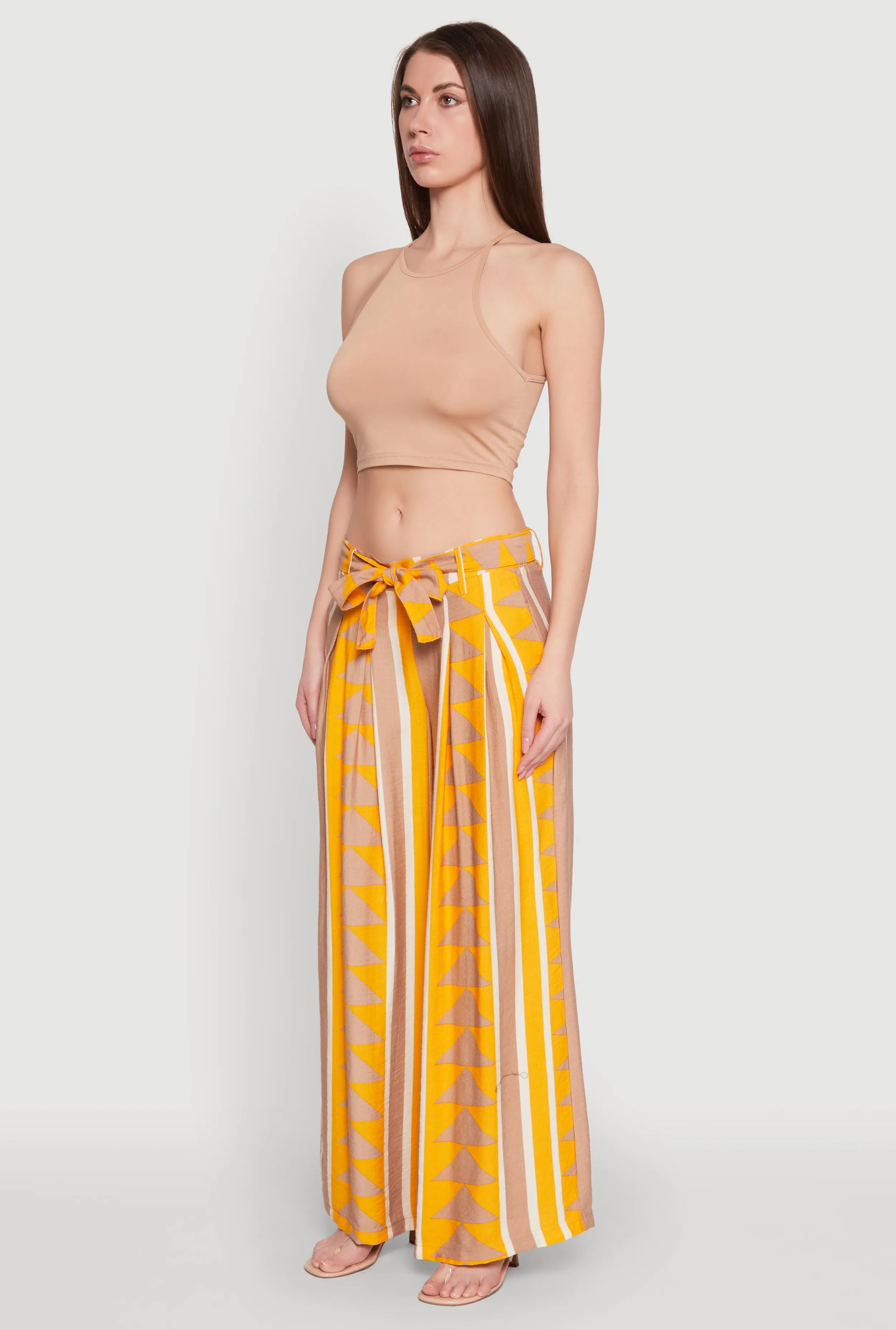 Tie Waist Belted High Waisted Palazzo Pants sold by Rainbow product image thumbnail 3