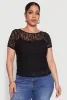 Plus Size Lace Lined Crew Neck Top sold by Rainbow