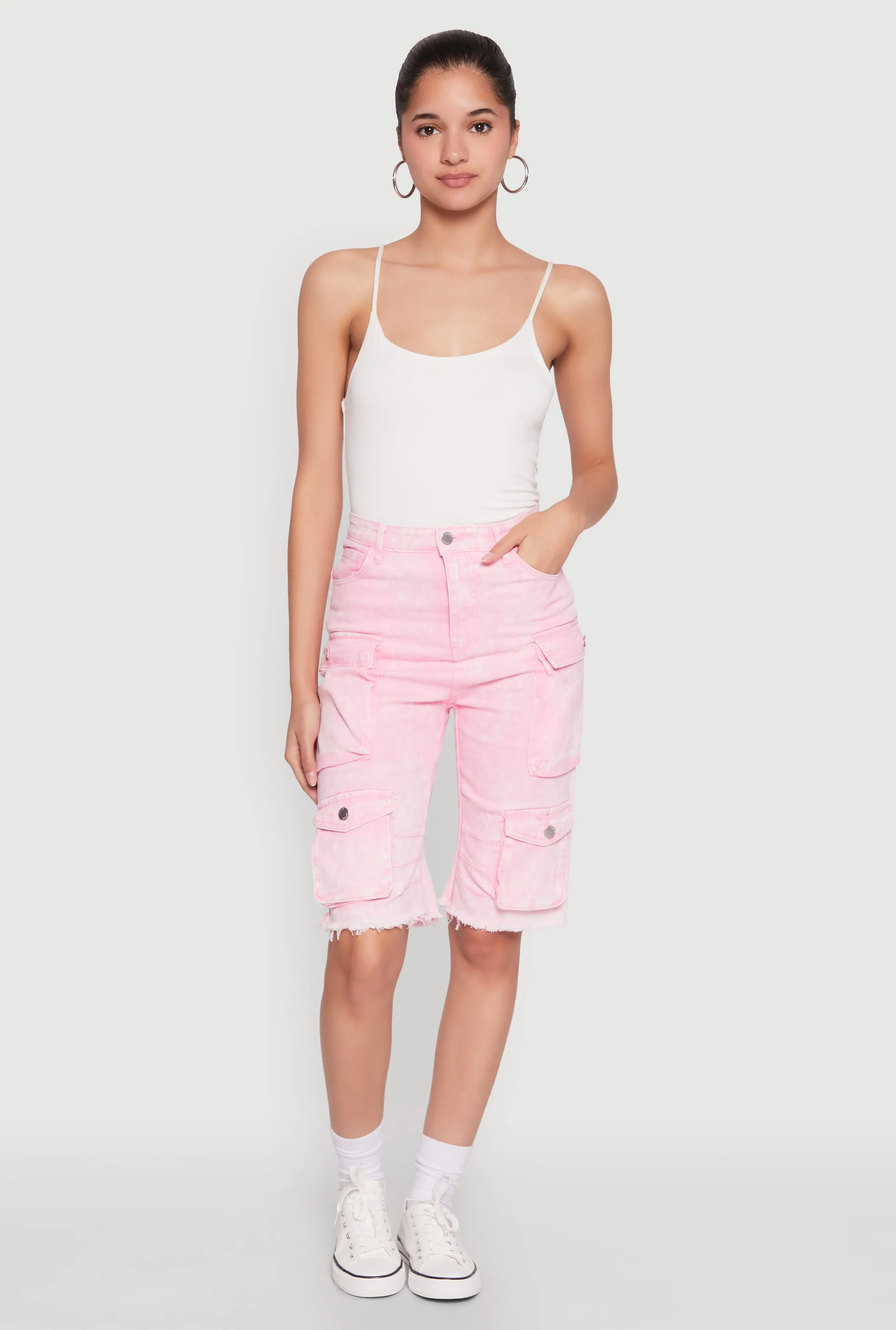 Daisy Mineral Wash Cargo Bermuda Shorts sold by Rainbow