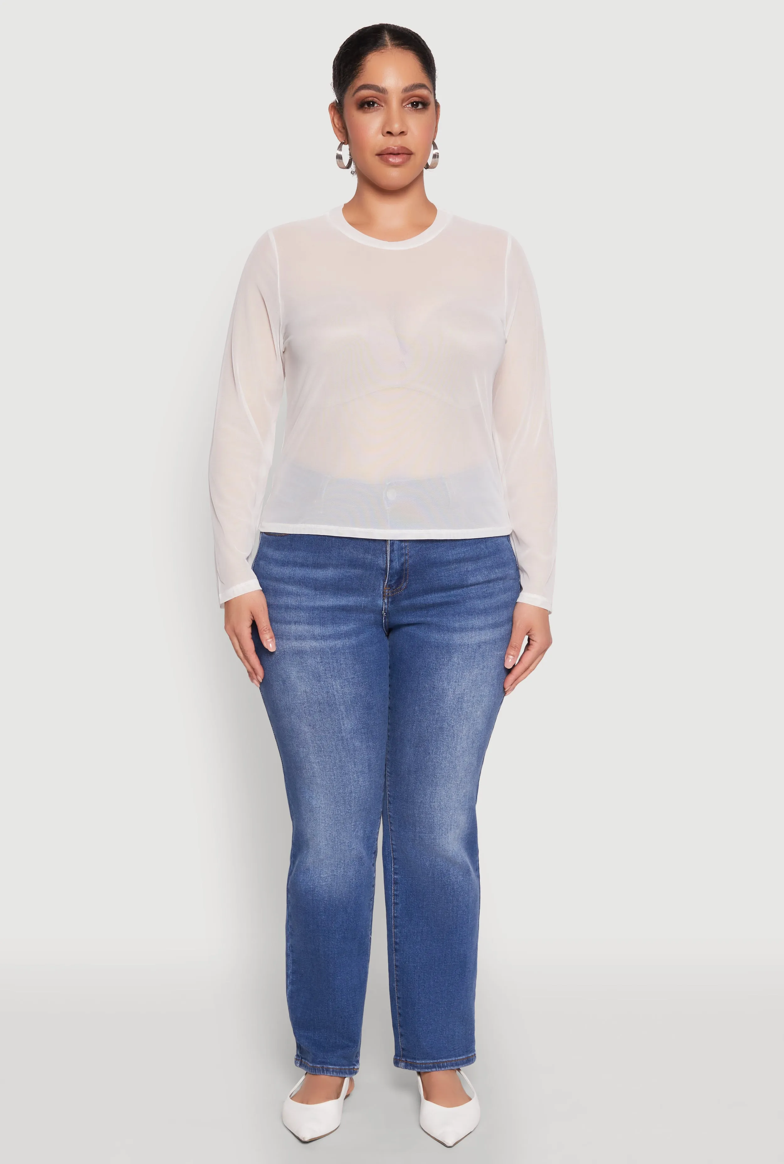 Plus Size Mesh Long Sleeve Top sold by Rainbow product image thumbnail 3