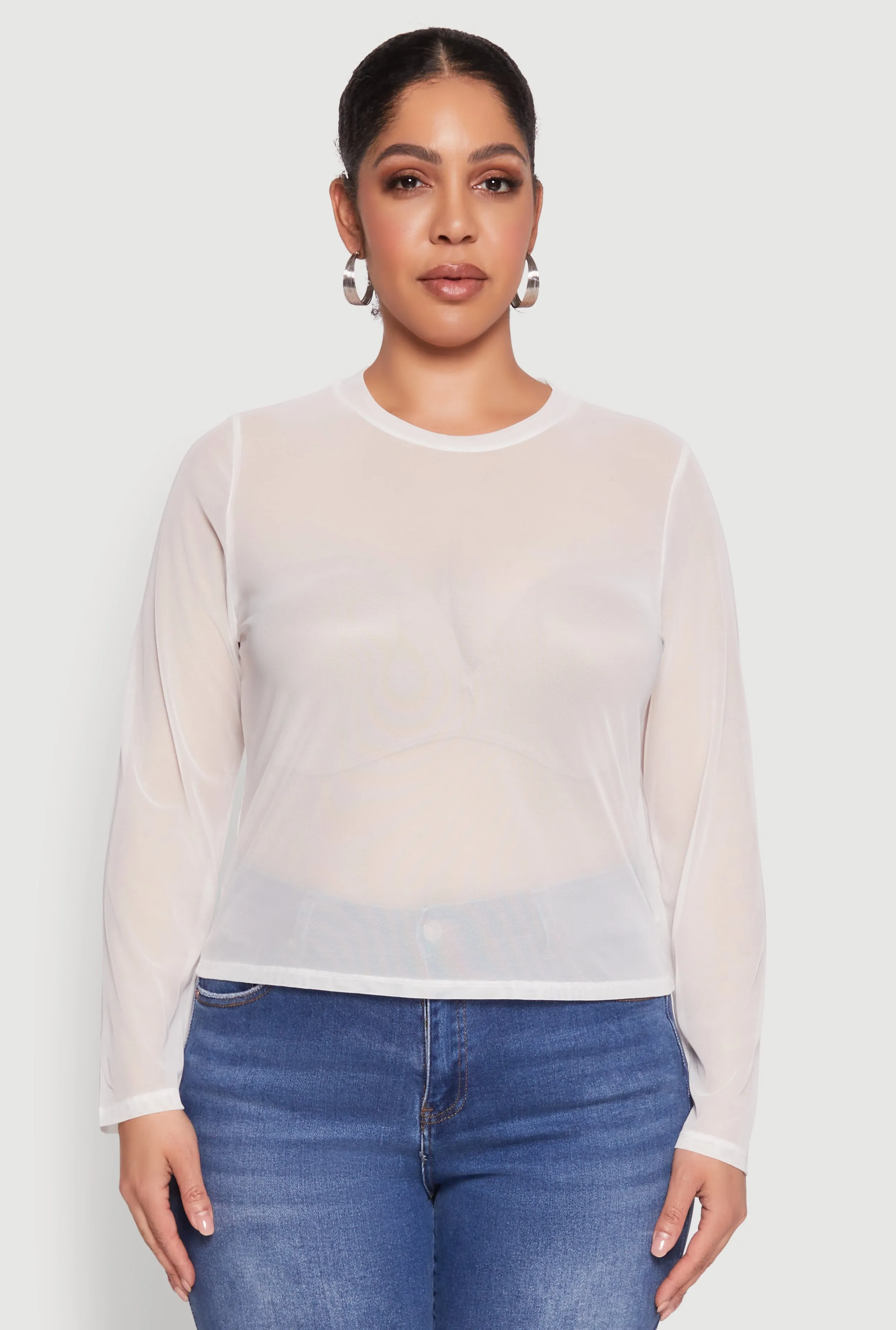 Plus Size Mesh Long Sleeve Top sold by Rainbow product image thumbnail 2