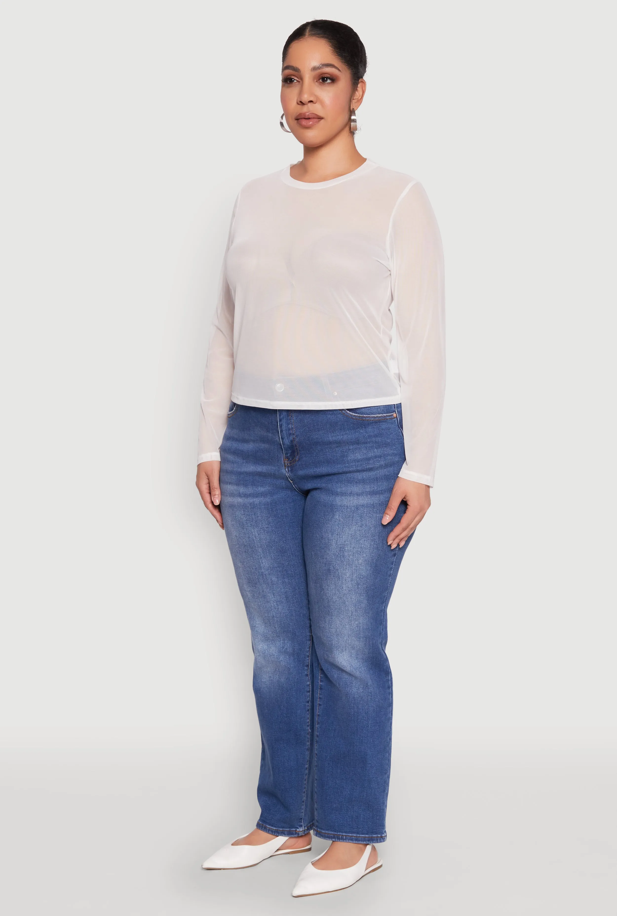 Plus Size Mesh Long Sleeve Top sold by Rainbow product image thumbnail 5