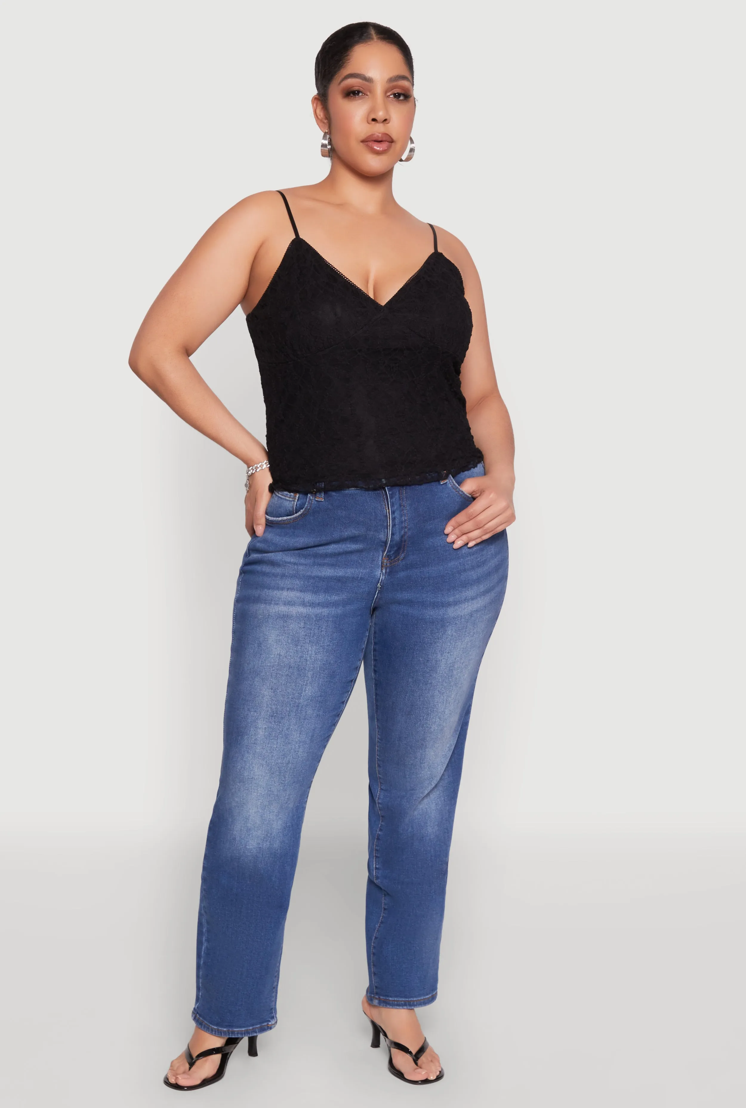 Plus Size Lace Overlay Cami sold by Rainbow