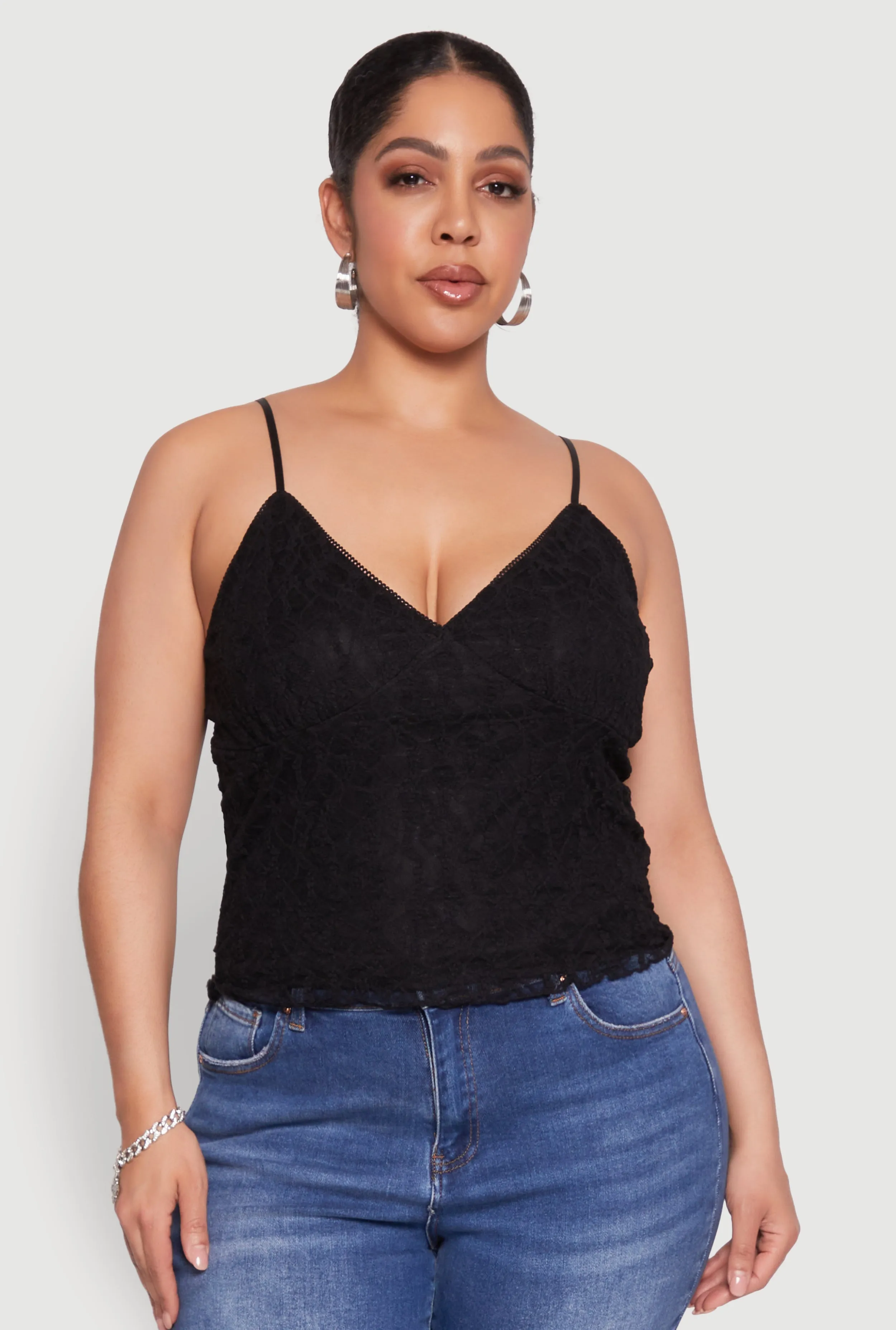 Plus Size Lace Overlay Cami sold by Rainbow product image thumbnail 2
