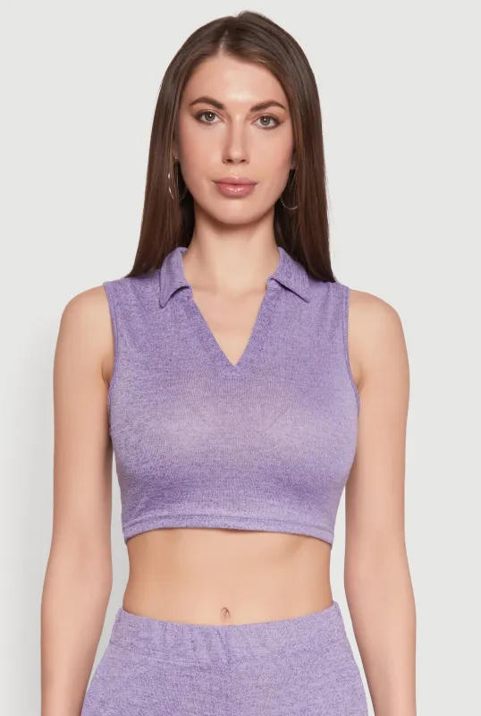 Daisy Sleeveless Collared Crop Top sold by Rainbow