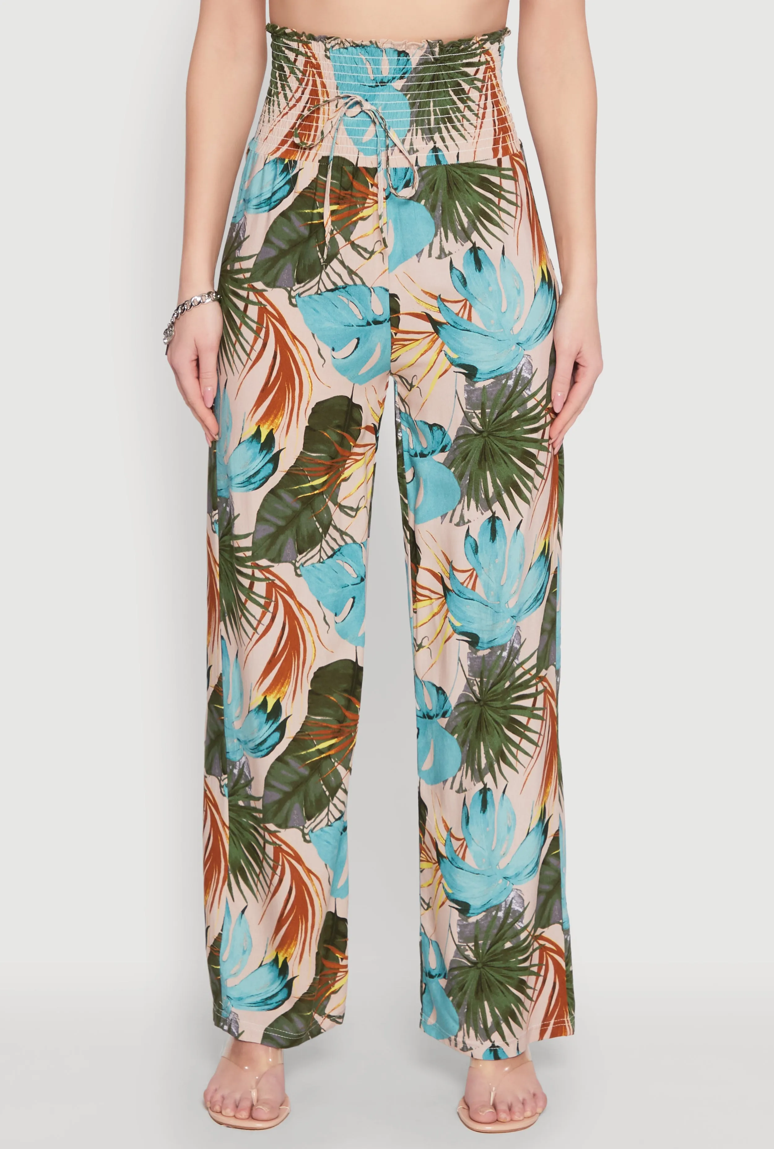 Tropical Leaf Print Palazzo Pants sold by Rainbow product image thumbnail 5