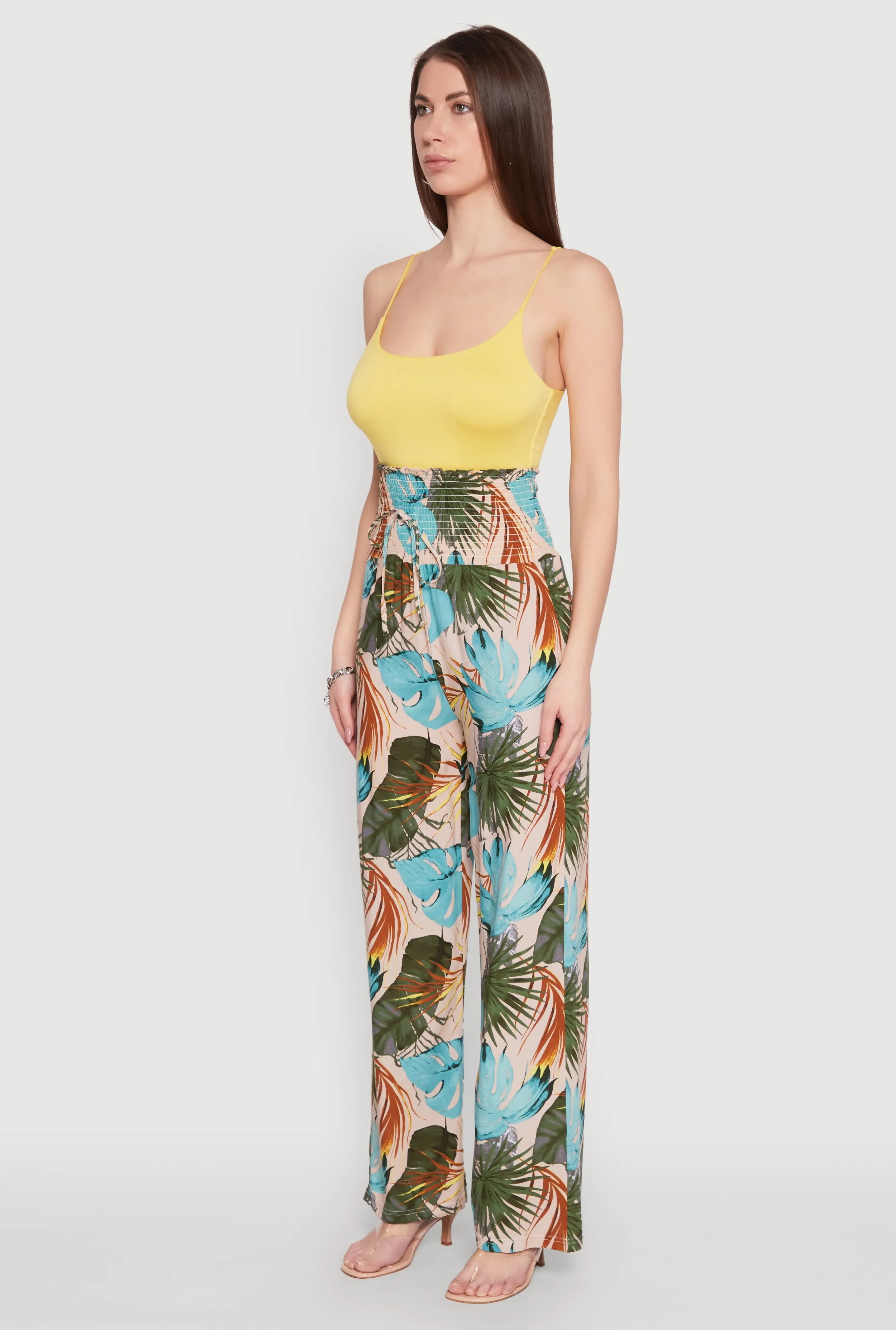Tropical Leaf Print Palazzo Pants sold by Rainbow product image thumbnail 3
