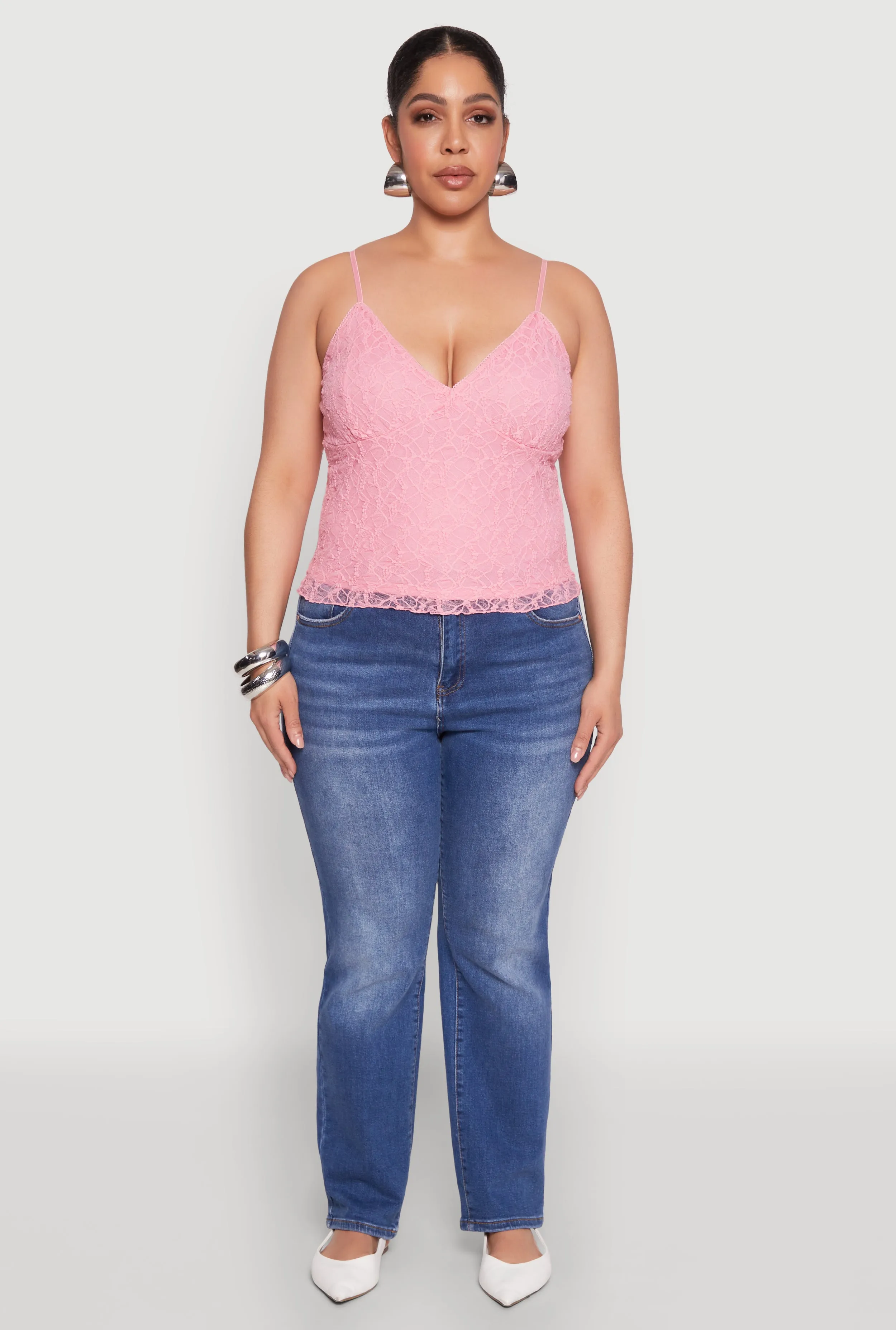 Plus Size Lace Overlay Cami sold by Rainbow product image thumbnail 3