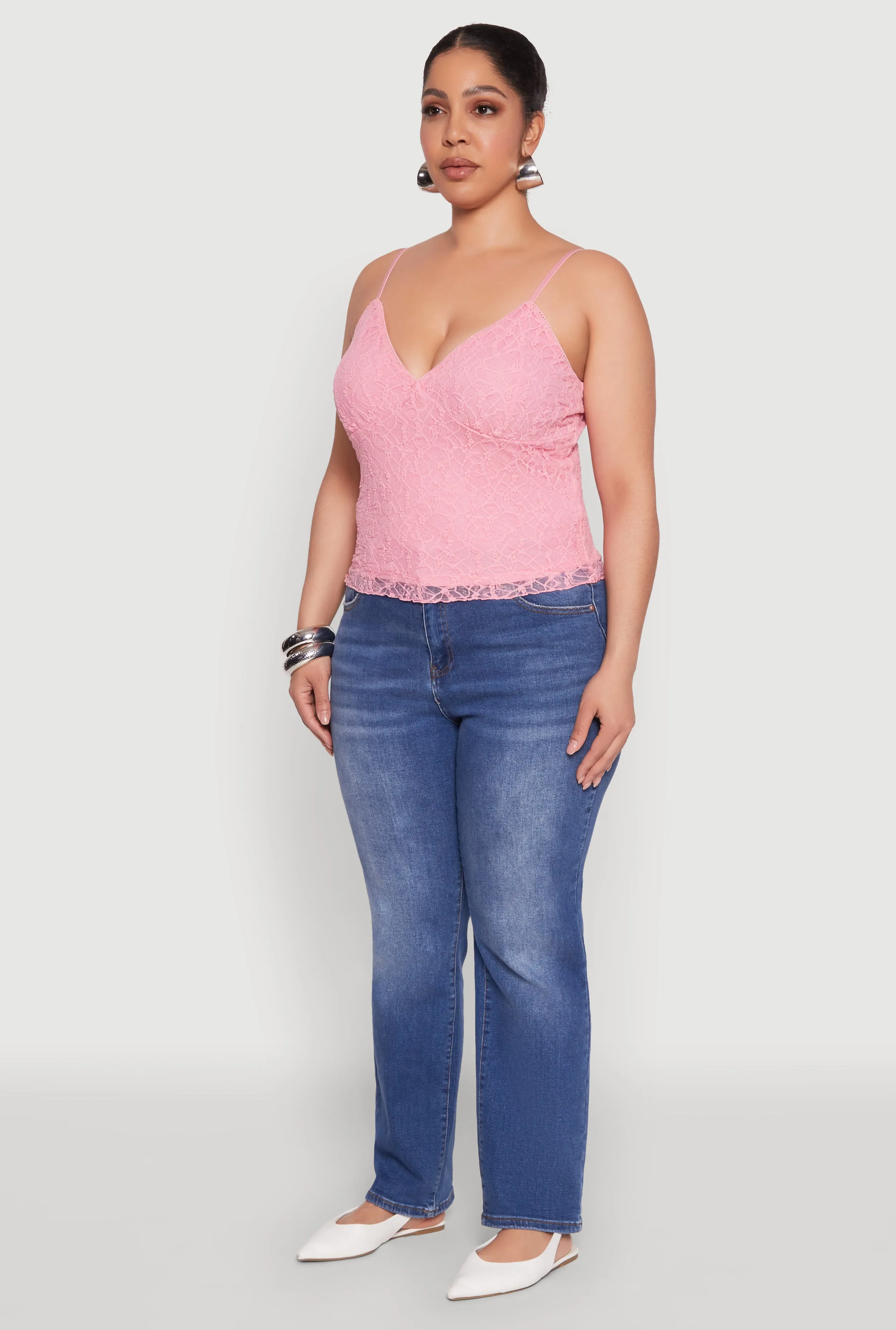 Plus Size Lace Overlay Cami sold by Rainbow product image thumbnail 5