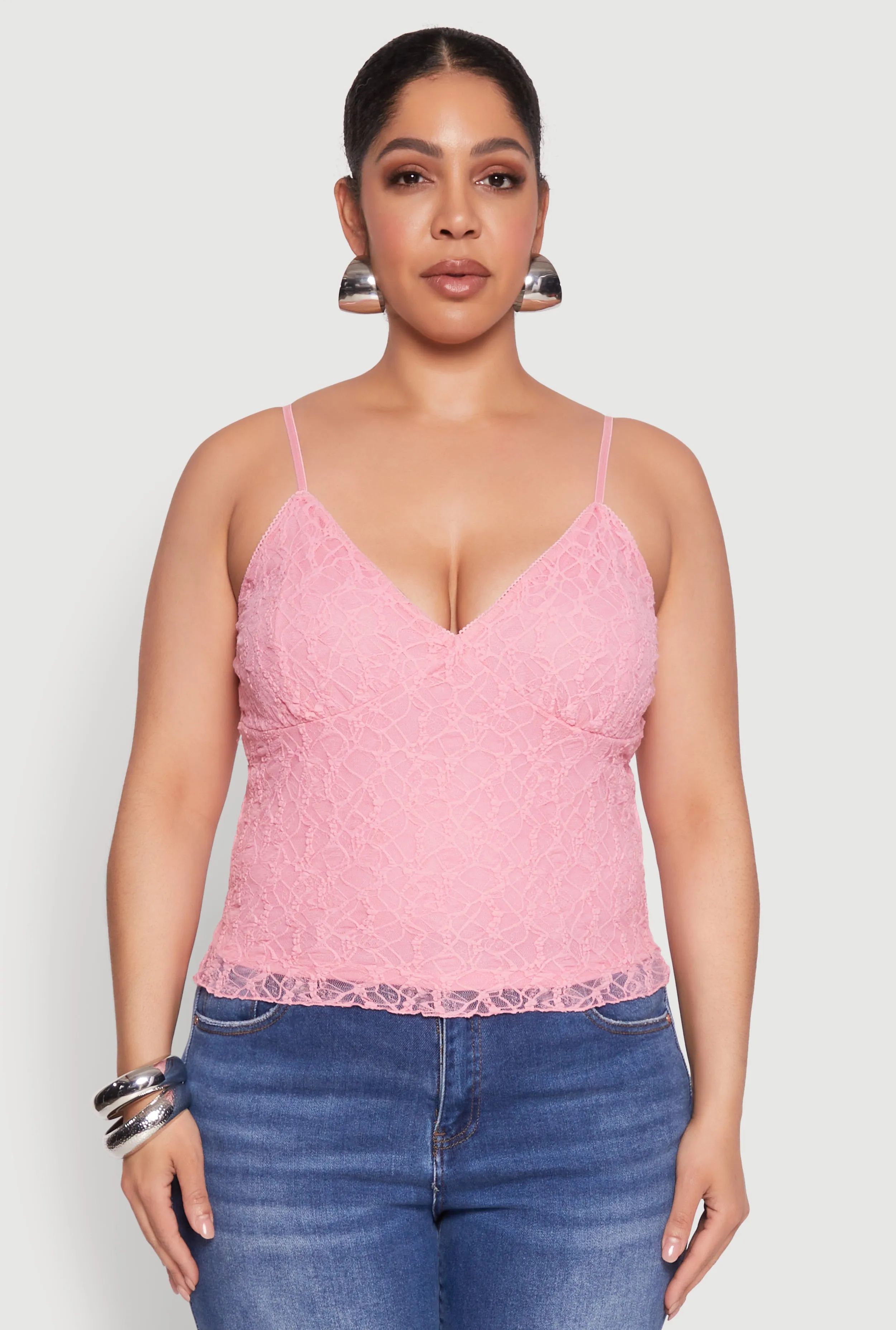 Plus Size Lace Overlay Cami sold by Rainbow product image thumbnail 2