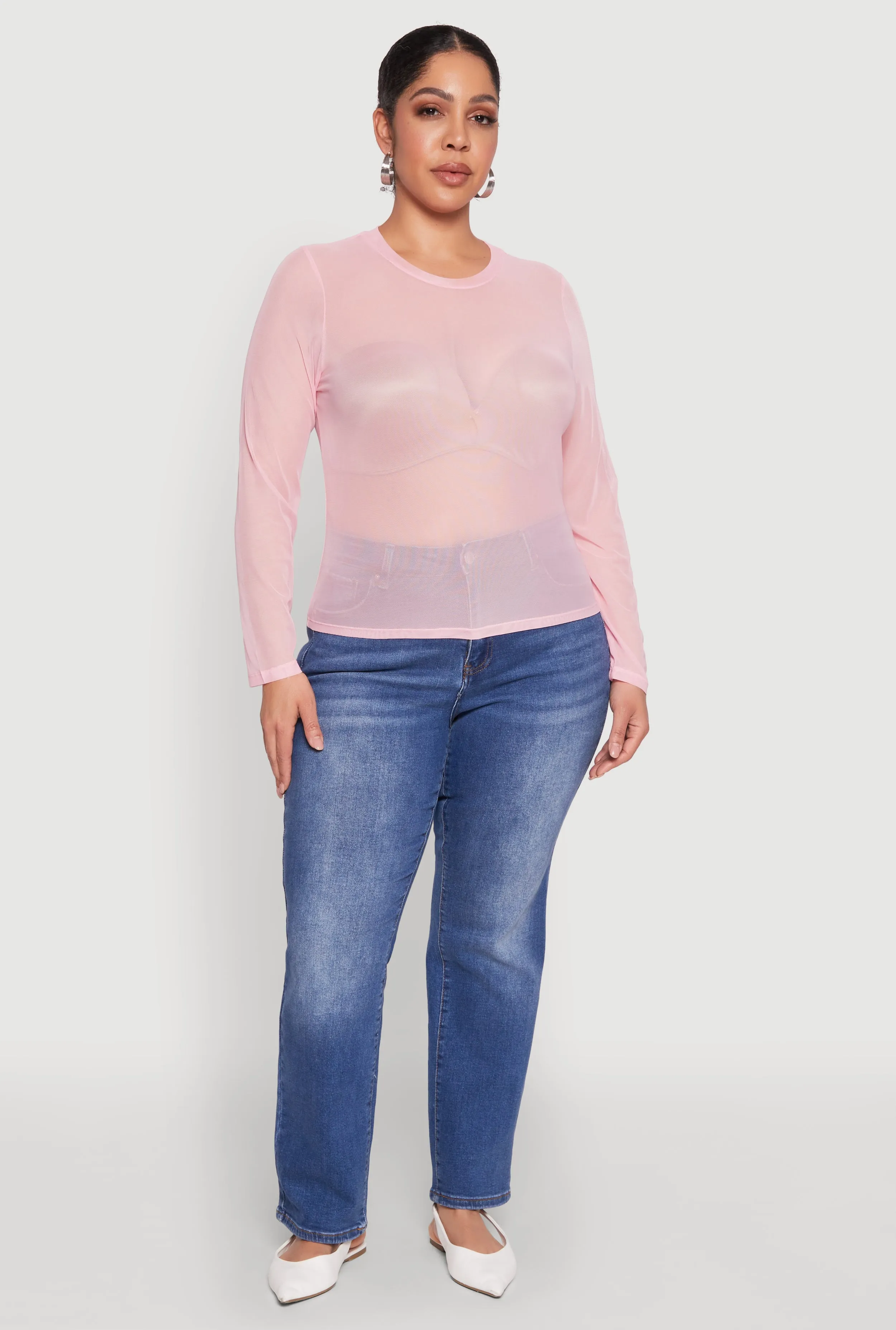 Plus Size Mesh Long Sleeve Top sold by Rainbow product image thumbnail 3