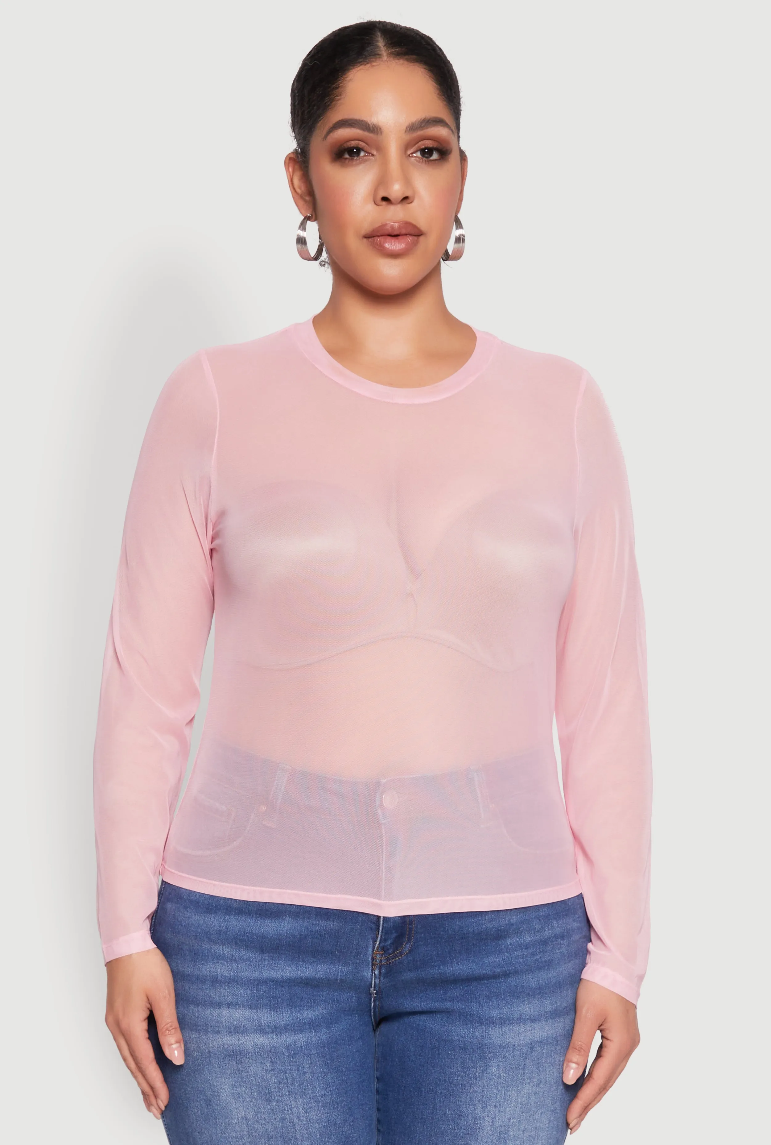 Plus Size Mesh Long Sleeve Top sold by Rainbow product image thumbnail 2