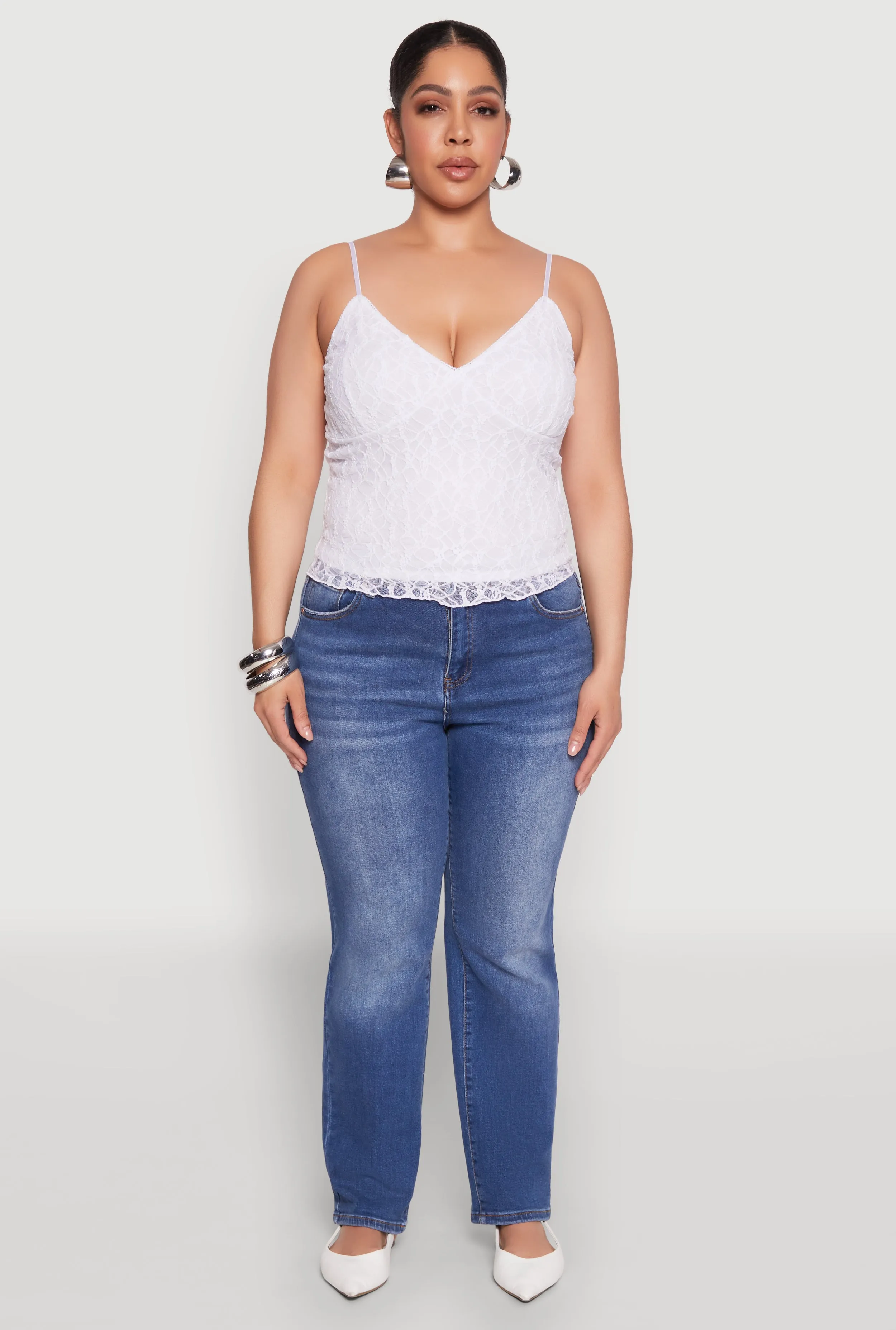 Plus Size Lace Overlay Cami sold by Rainbow