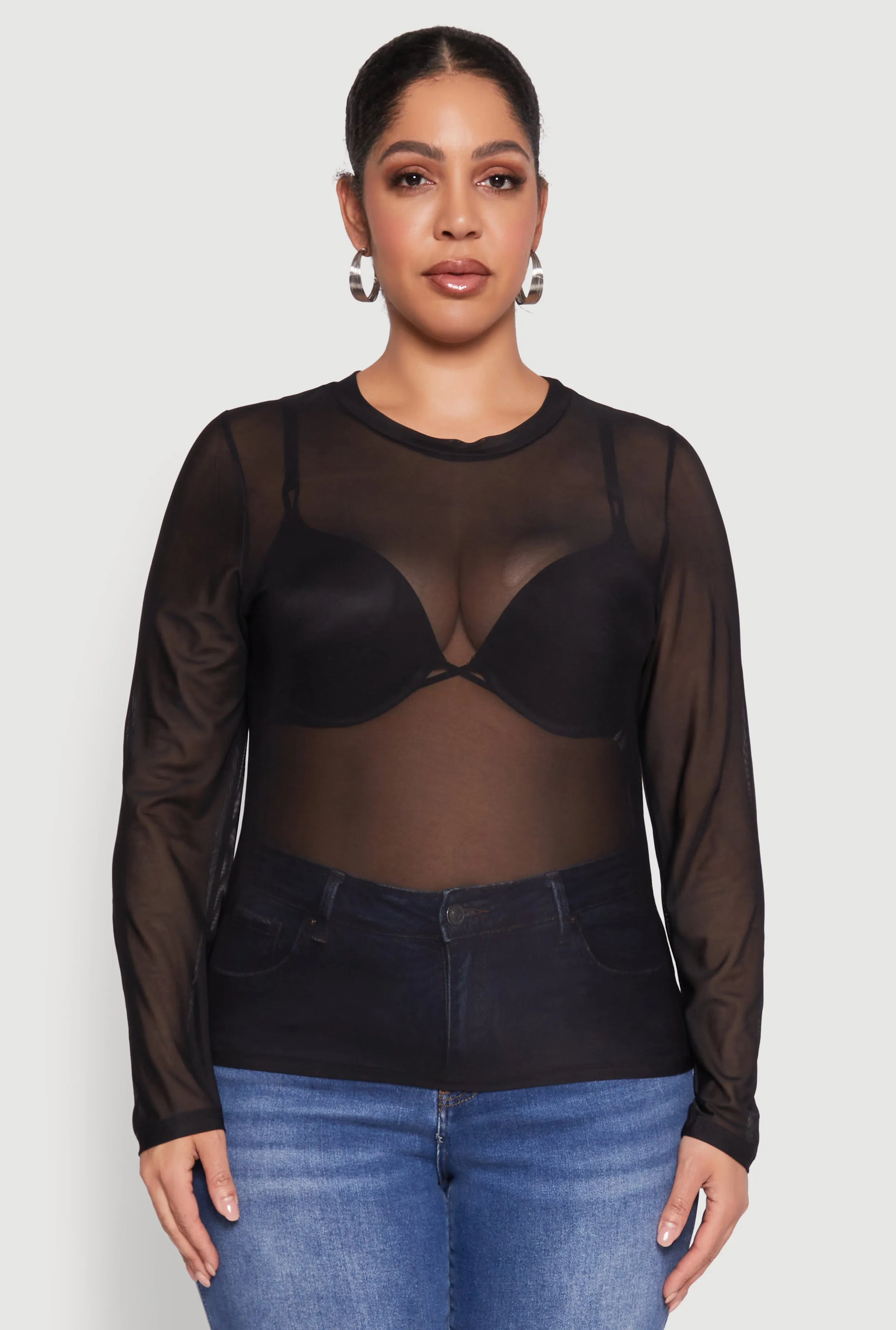 Plus Size Mesh Long Sleeve Top sold by Rainbow product image thumbnail 2
