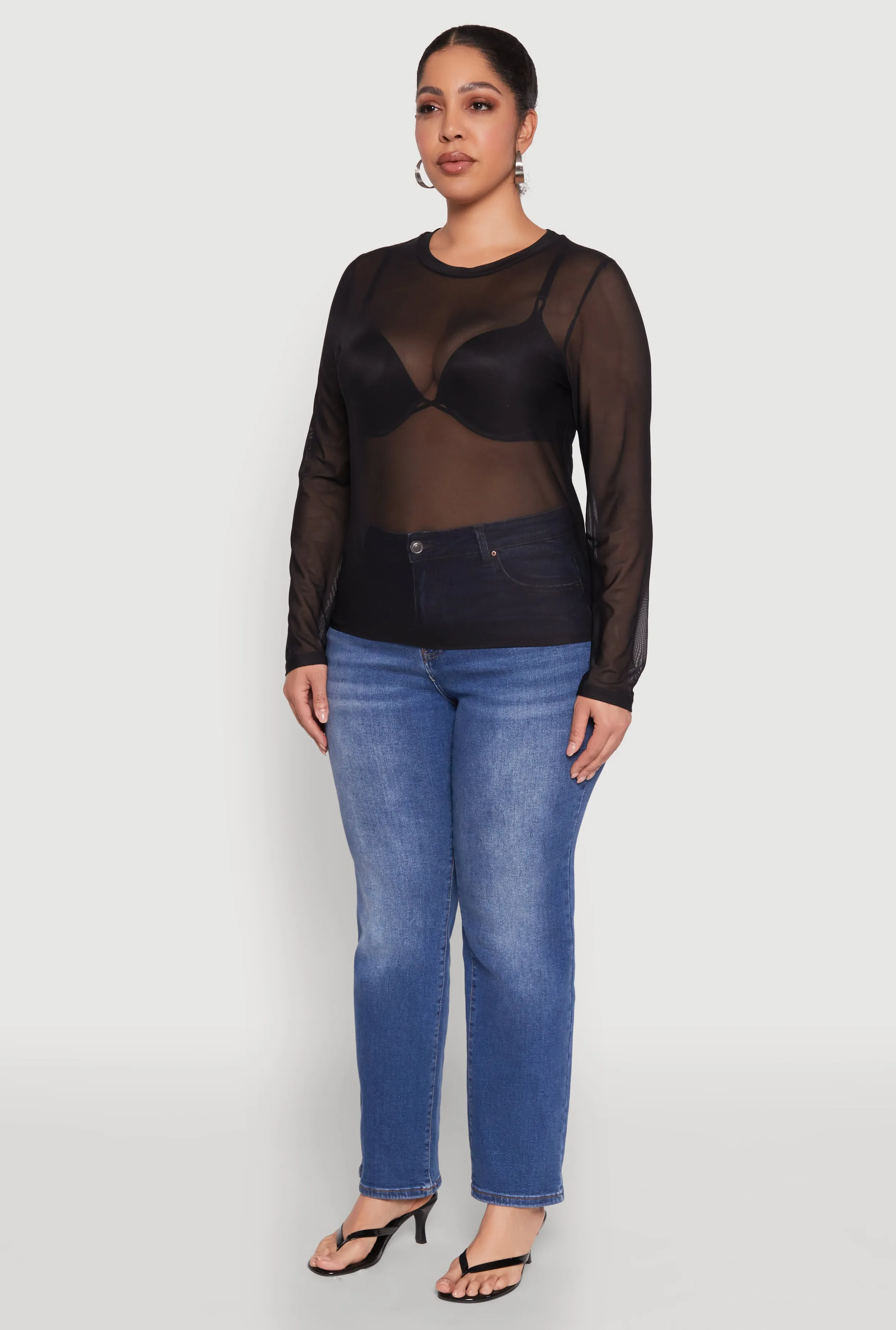 Plus Size Mesh Long Sleeve Top sold by Rainbow product image thumbnail 5