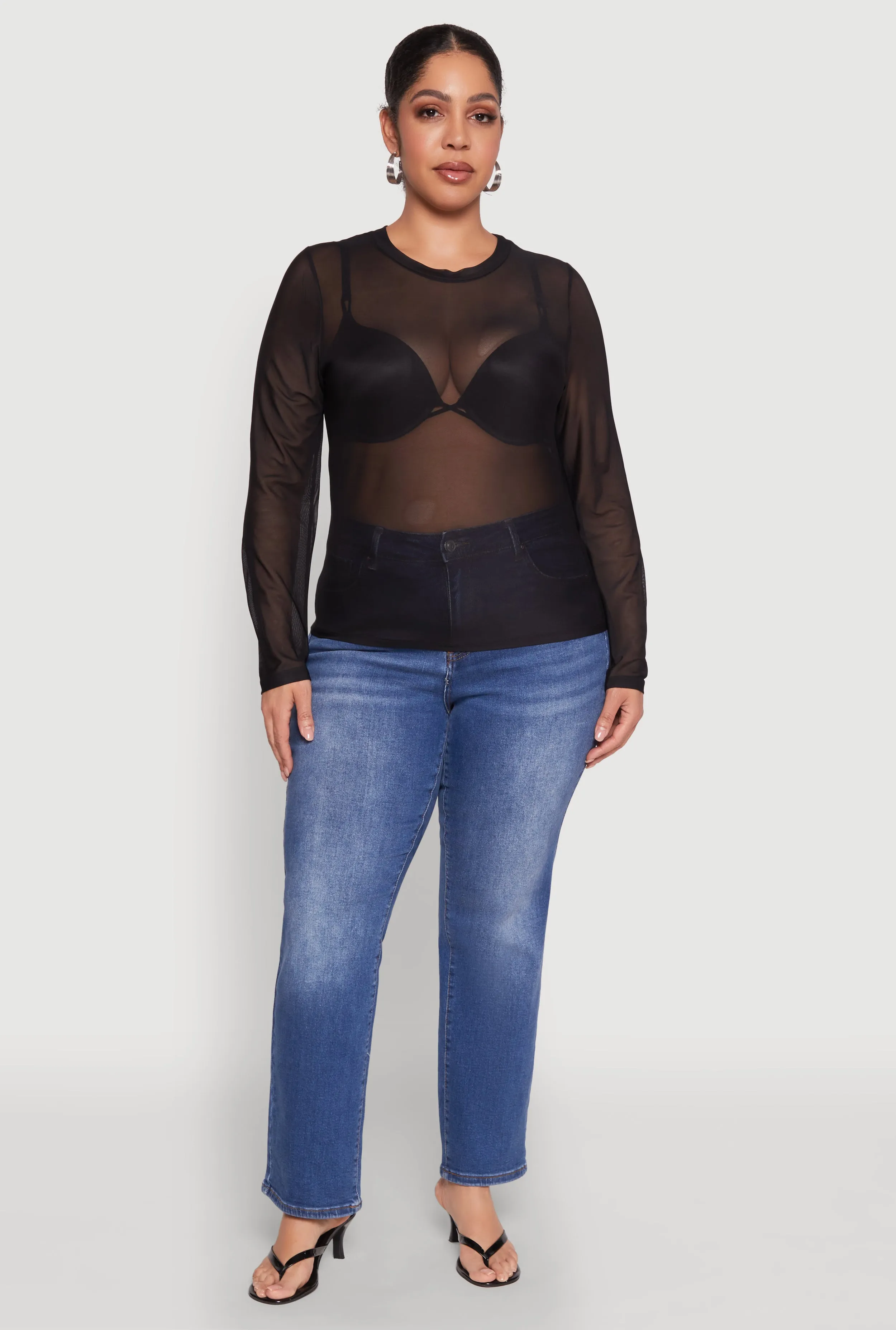 Plus Size Mesh Long Sleeve Top sold by Rainbow product image thumbnail 3