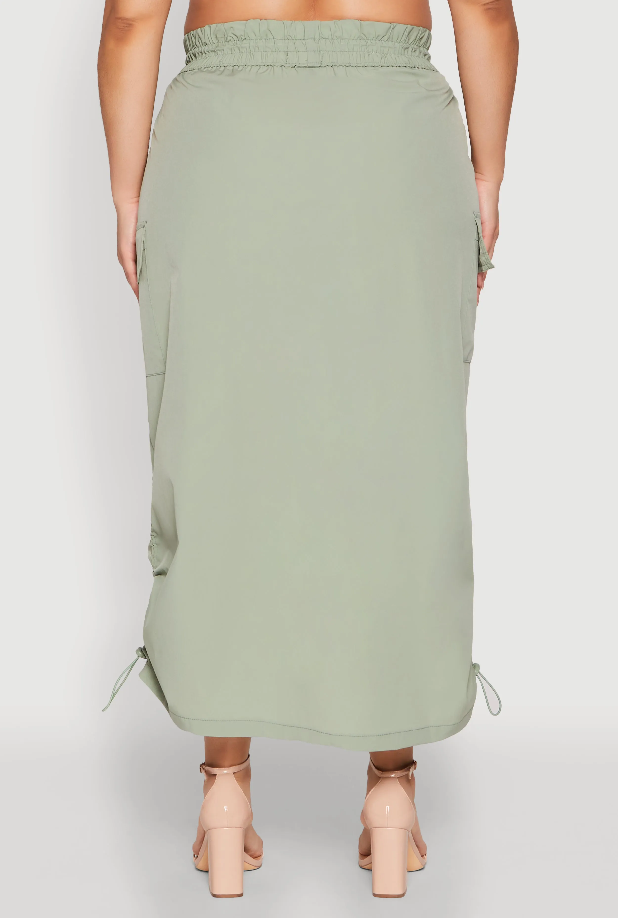 Plus Size Nylon Toggle Drawstring Maxi Skirt sold by Rainbow product image thumbnail 5