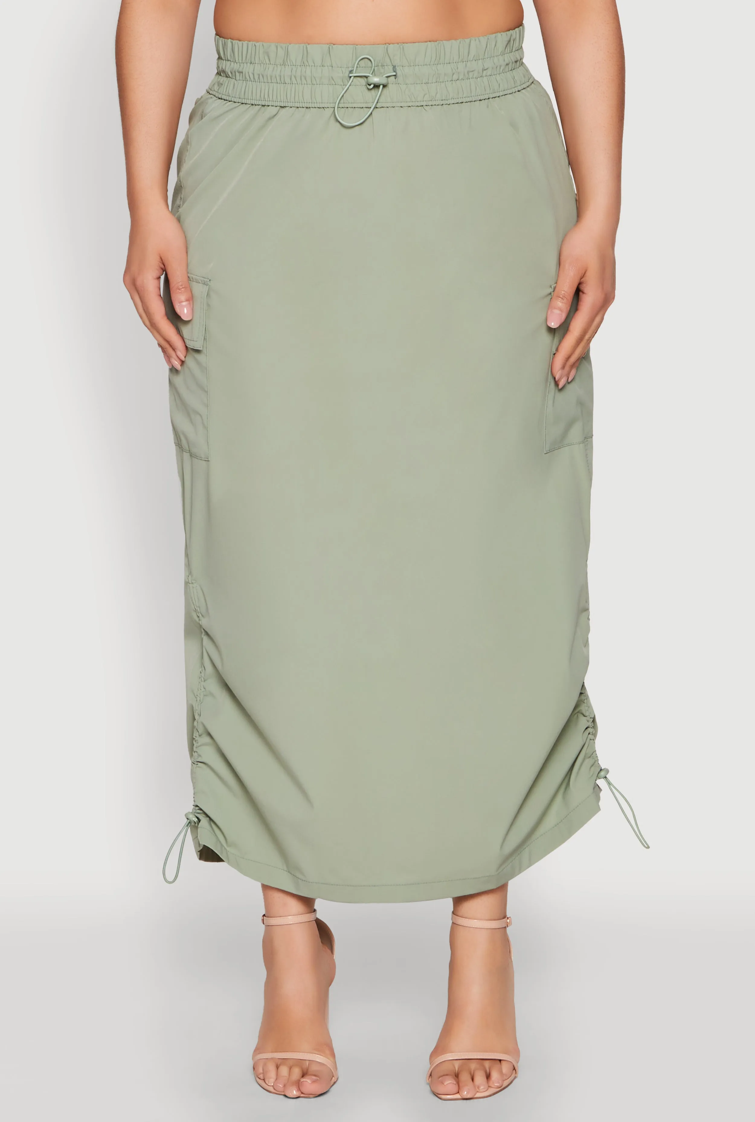 Plus Size Nylon Toggle Drawstring Maxi Skirt sold by Rainbow product image thumbnail 3