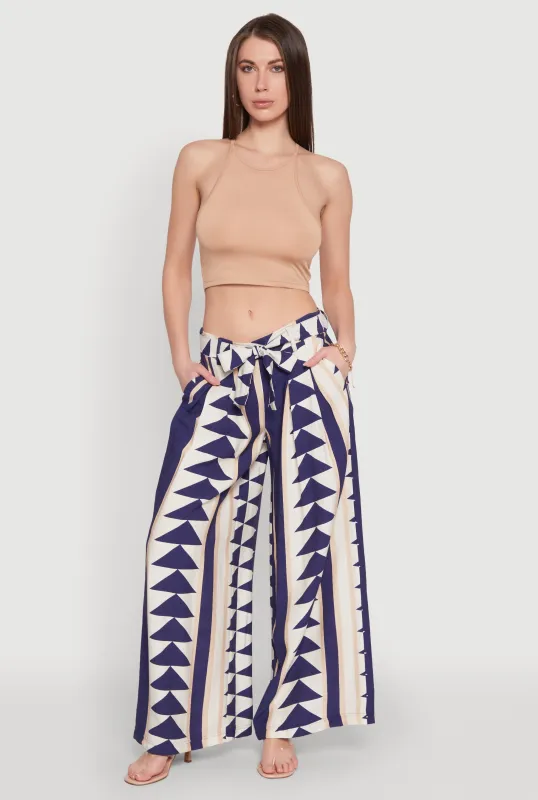Tie Waist Belted High Waisted Palazzo Pants sold by Rainbow