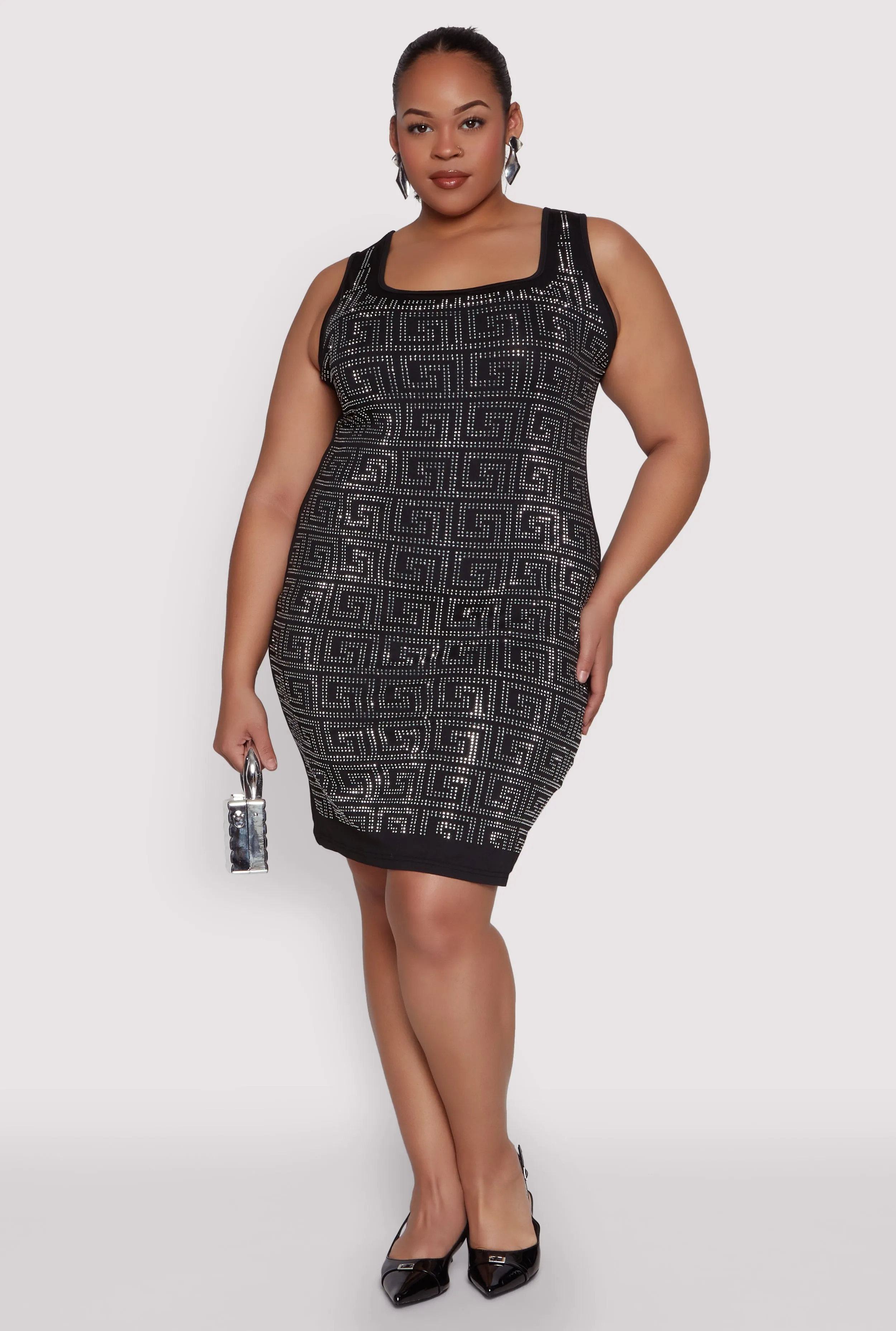 Plus Size Rhinestone Greek Key Tank Dress sold by Rainbow