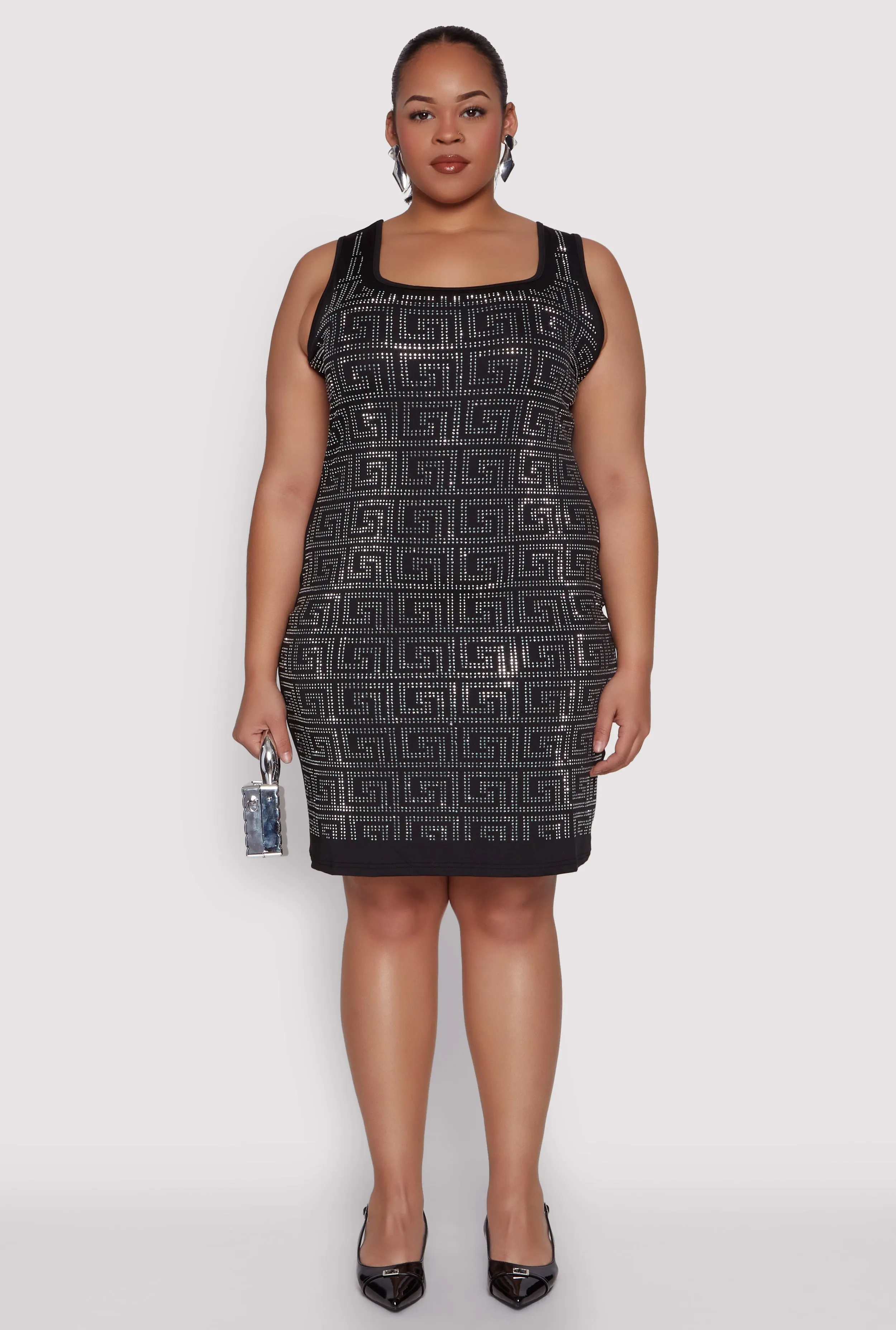 Plus Size Rhinestone Greek Key Tank Dress sold by Rainbow product image thumbnail 2