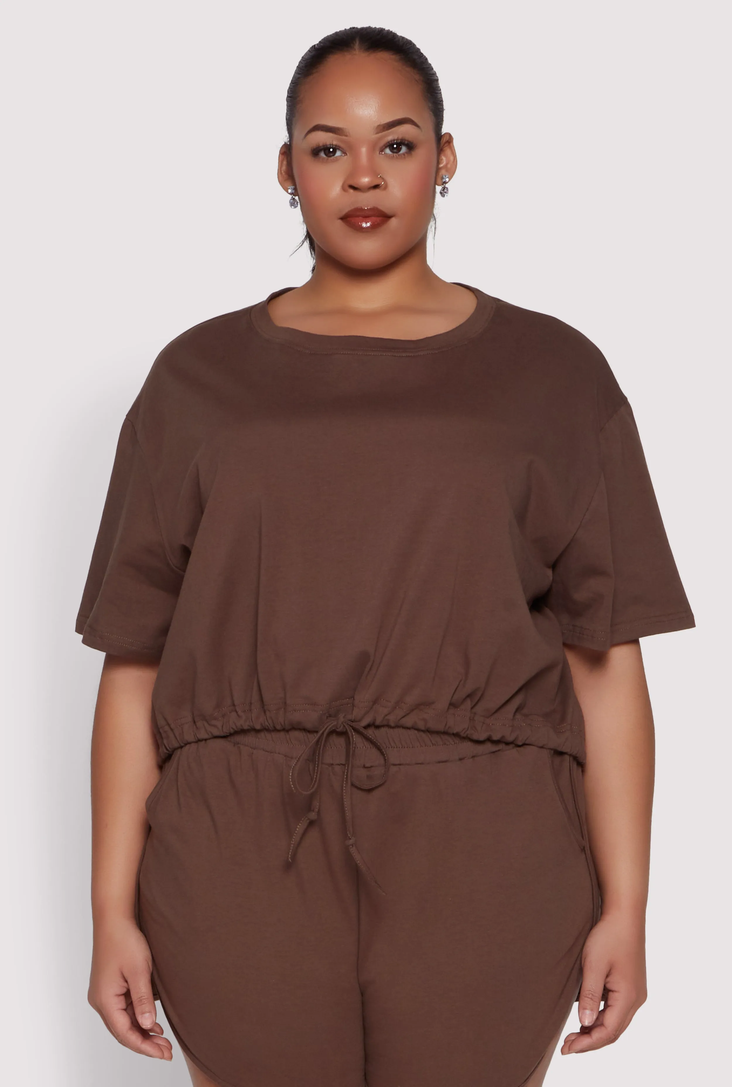 Plus Size Daisy Drawstring Hem Crop Top sold by Rainbow