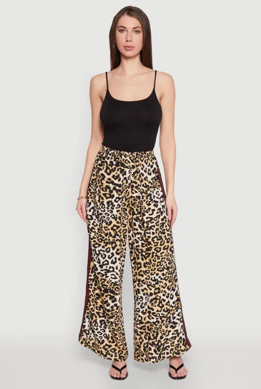 Varsity Stripe Leopard Print Pants made by Rainbow