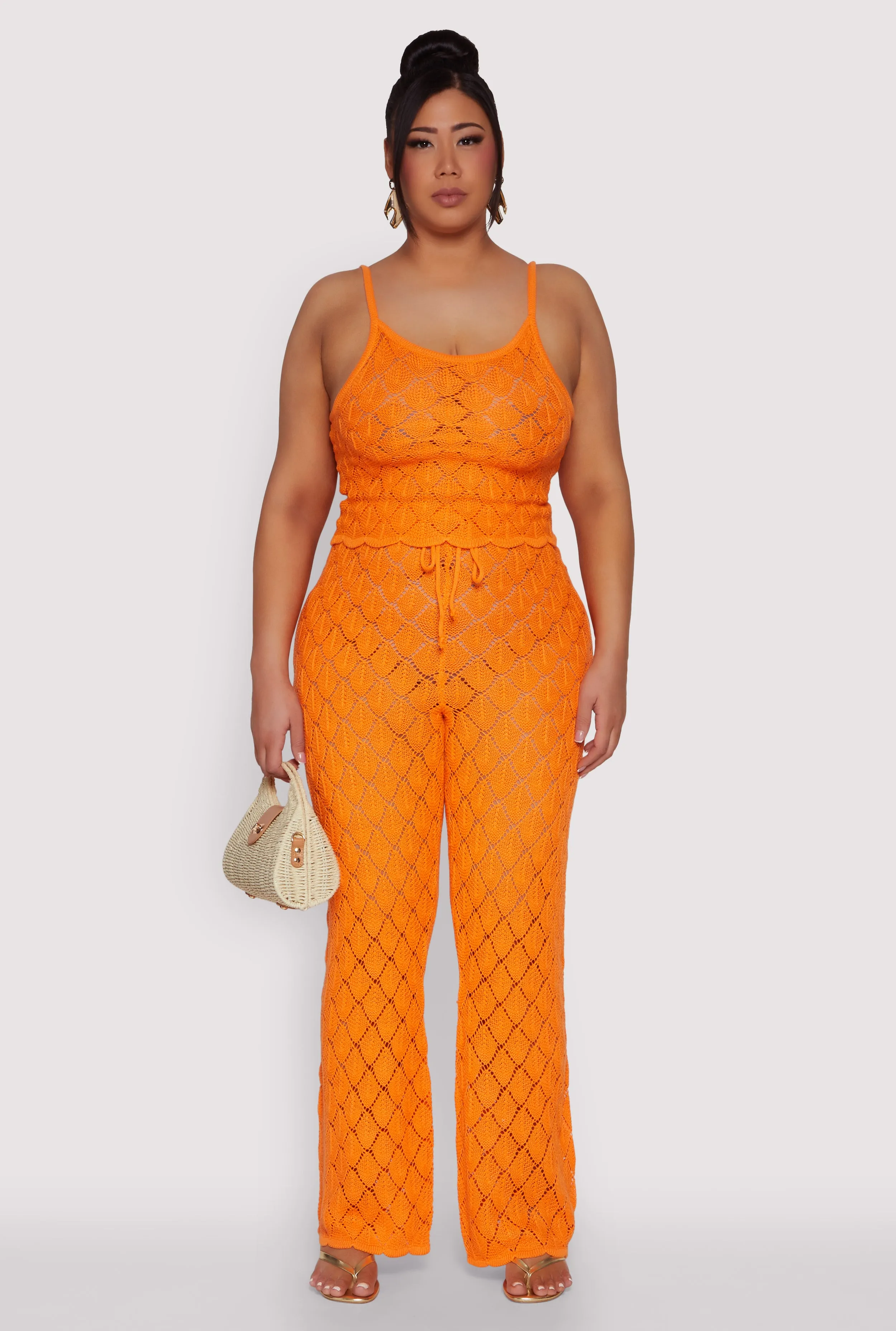 Plus Size Crochet Diamond Knit Pants sold by Rainbow