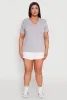 Plus Size Notch Neck Basic Tee sold by Rainbow