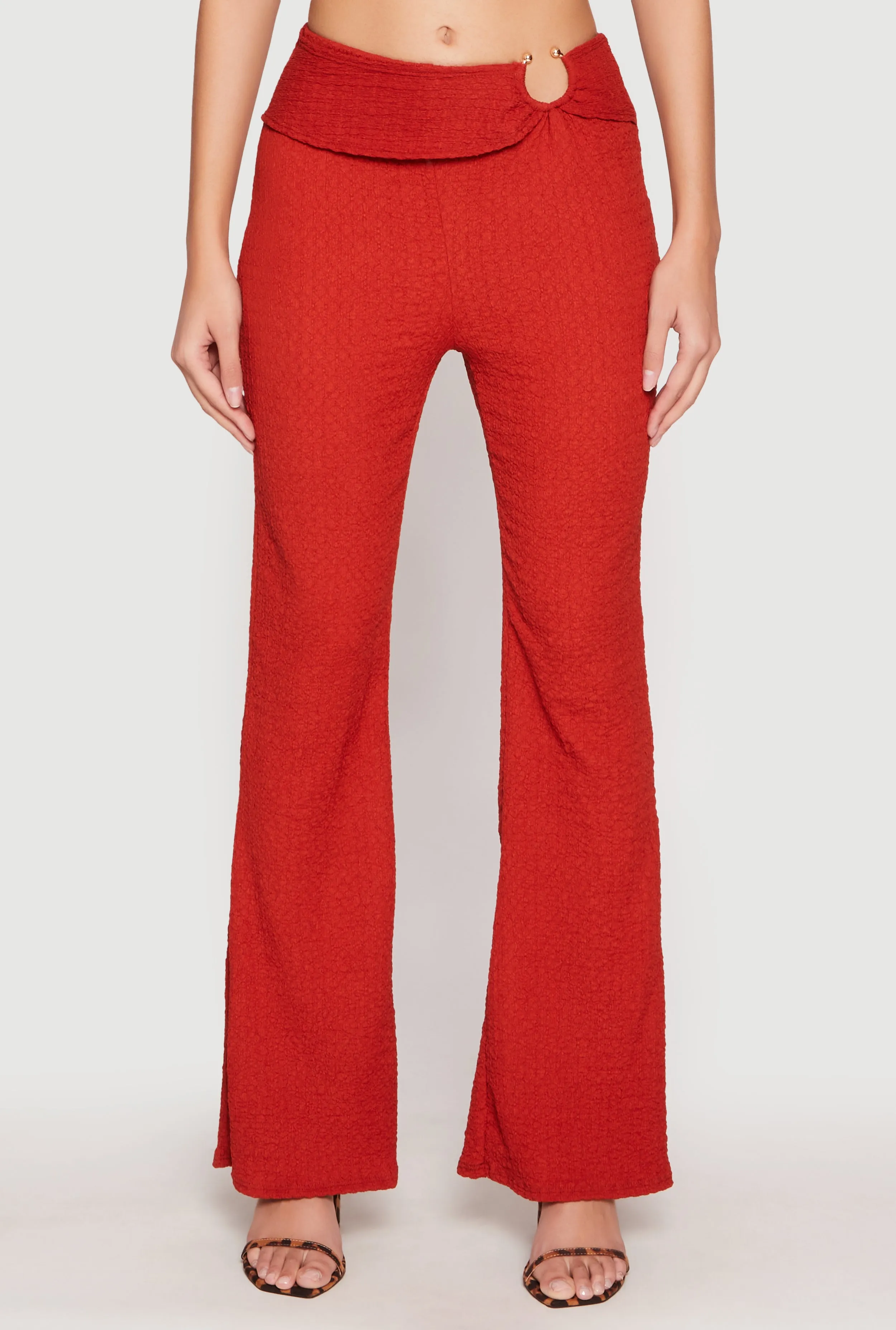 Textured Knit O Ring Waist Flare Pants sold by Rainbow product image thumbnail 2