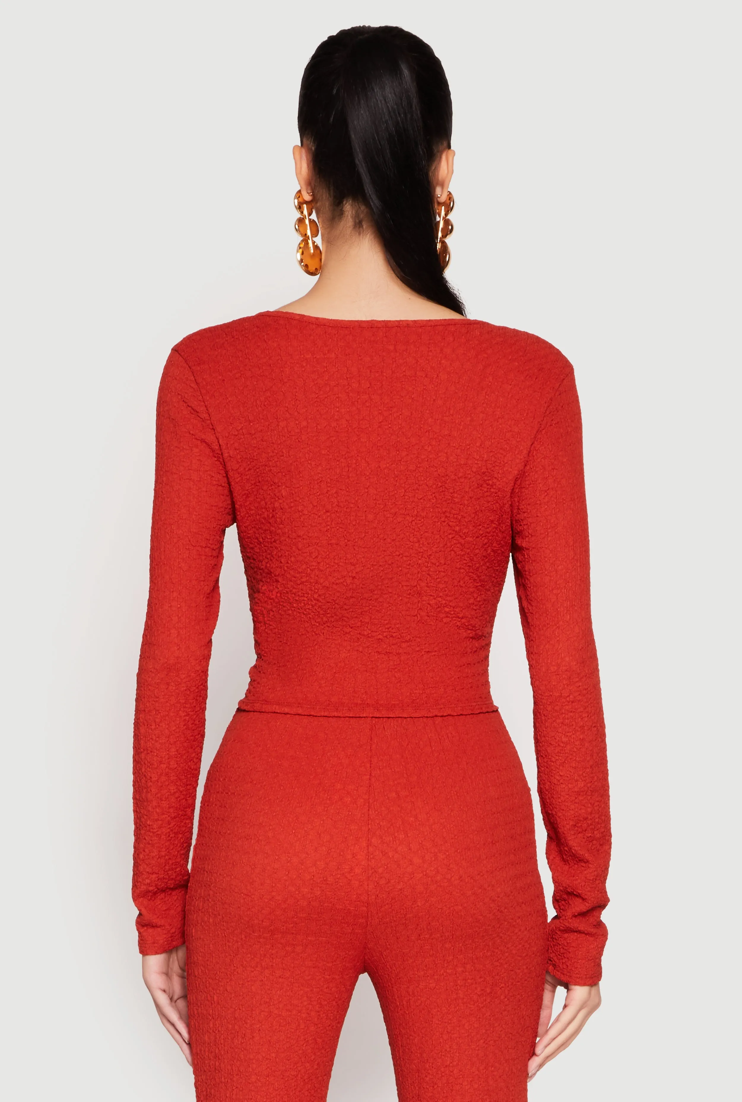 Textured Knit O Ring Keyhole Crop Top sold by Rainbow product image thumbnail 5