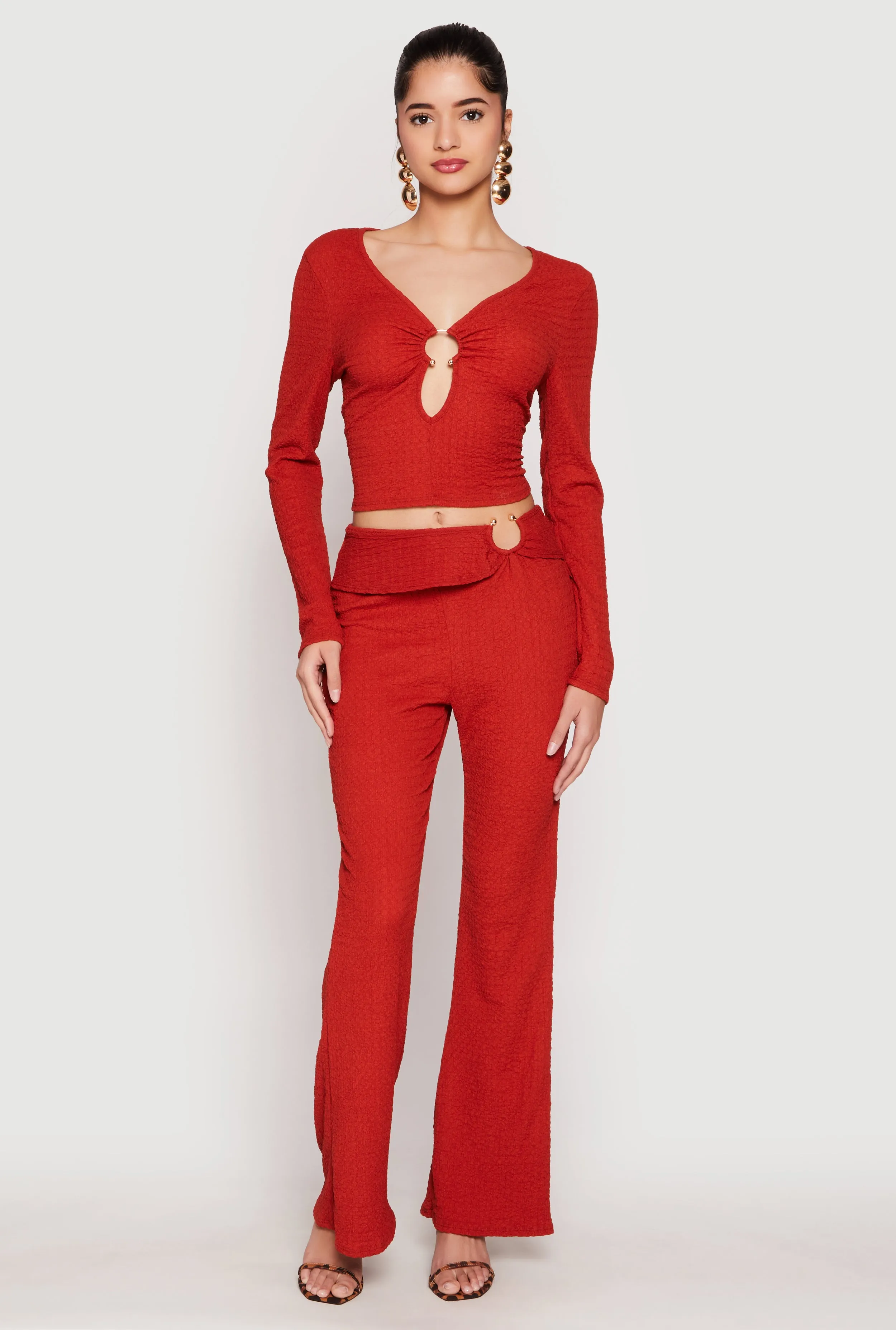 Textured Knit O Ring Keyhole Crop Top sold by Rainbow product image thumbnail 2