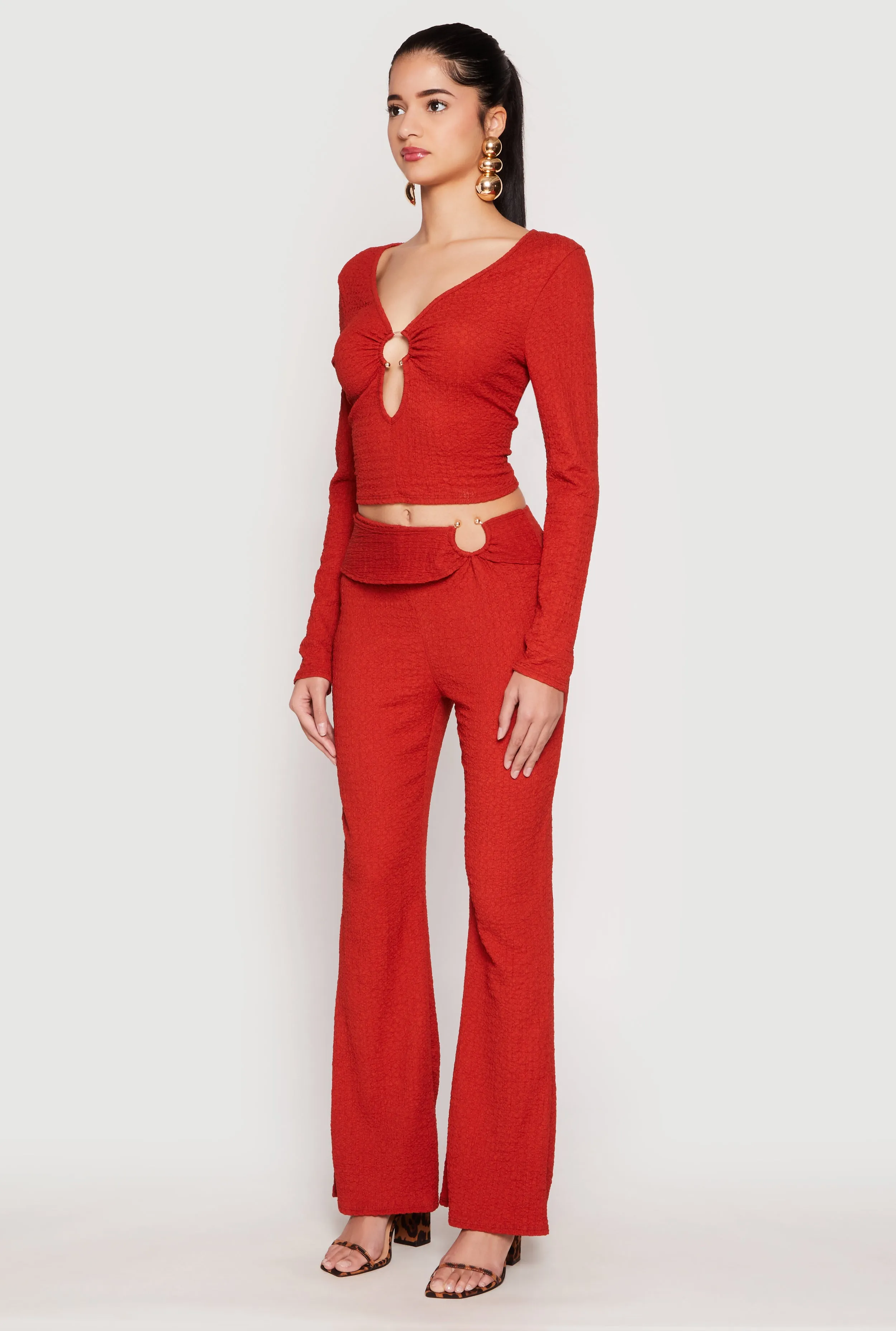 Textured Knit O Ring Keyhole Crop Top sold by Rainbow product image thumbnail 3