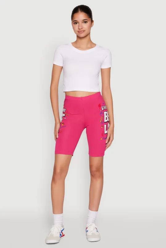 Living My Best Life Graphic Print Biker Shorts sold by Rainbow