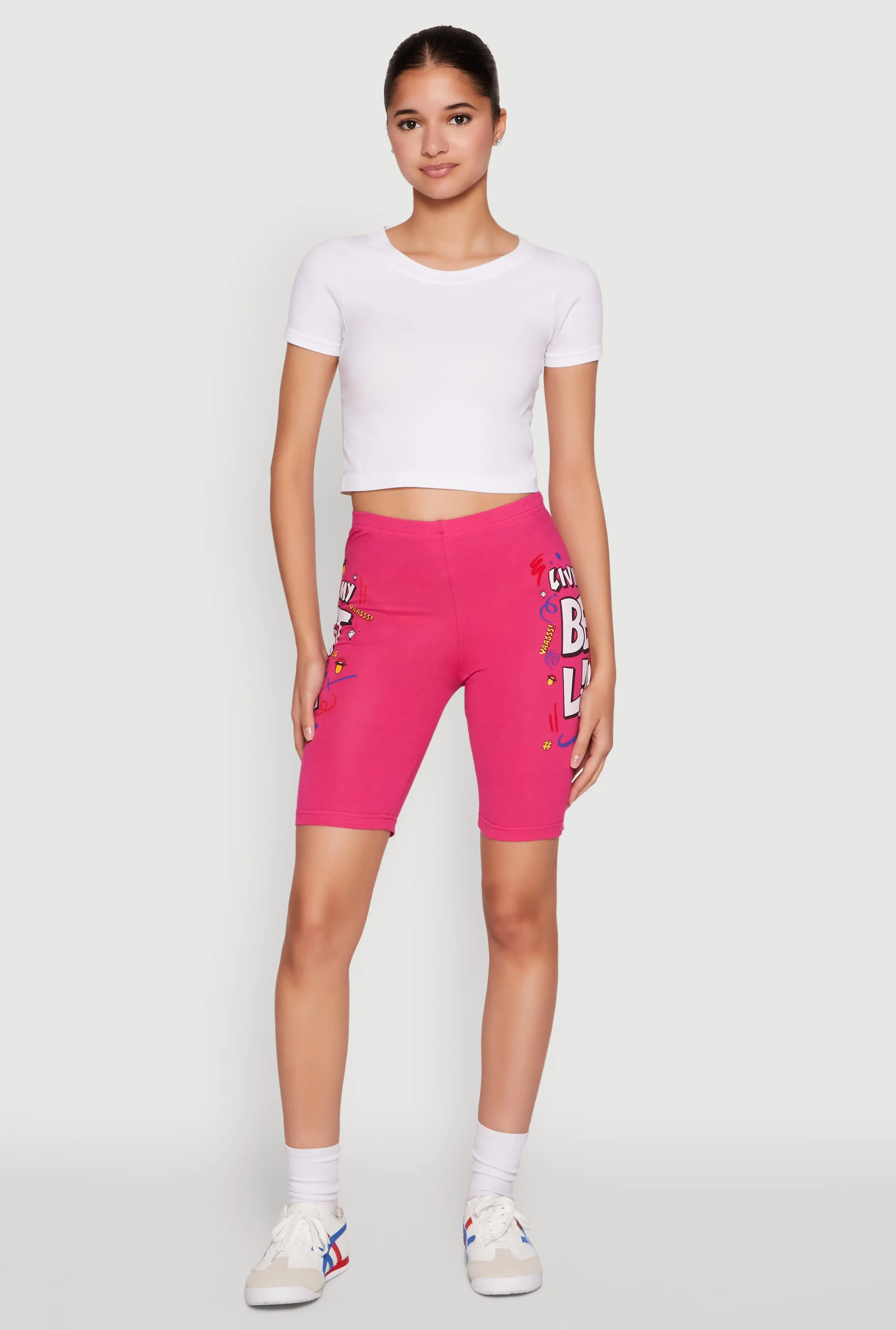 Living My Best Life Graphic Print Biker Shorts sold by Rainbow