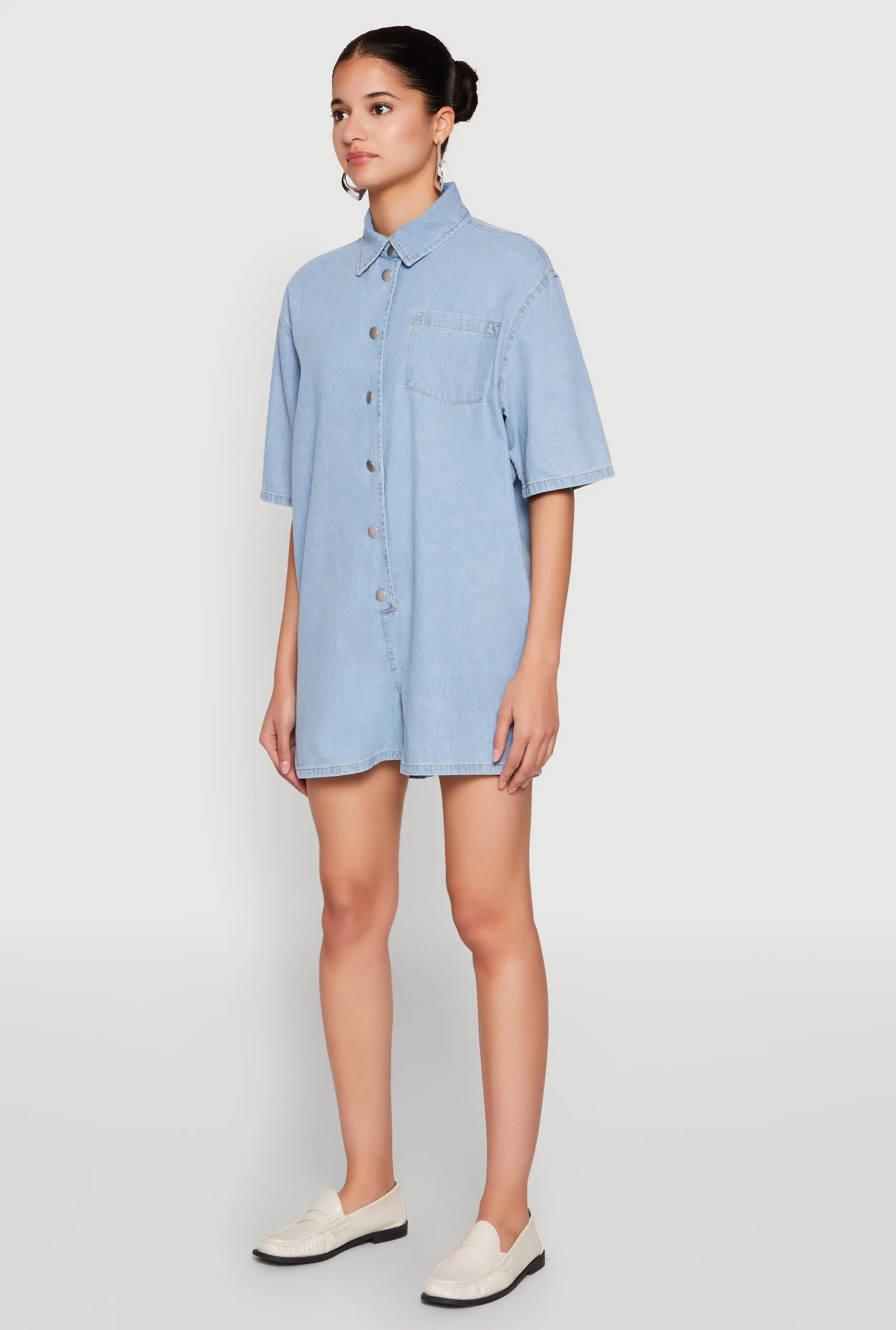 Button Front Denim Romper sold by Rainbow product image thumbnail 3