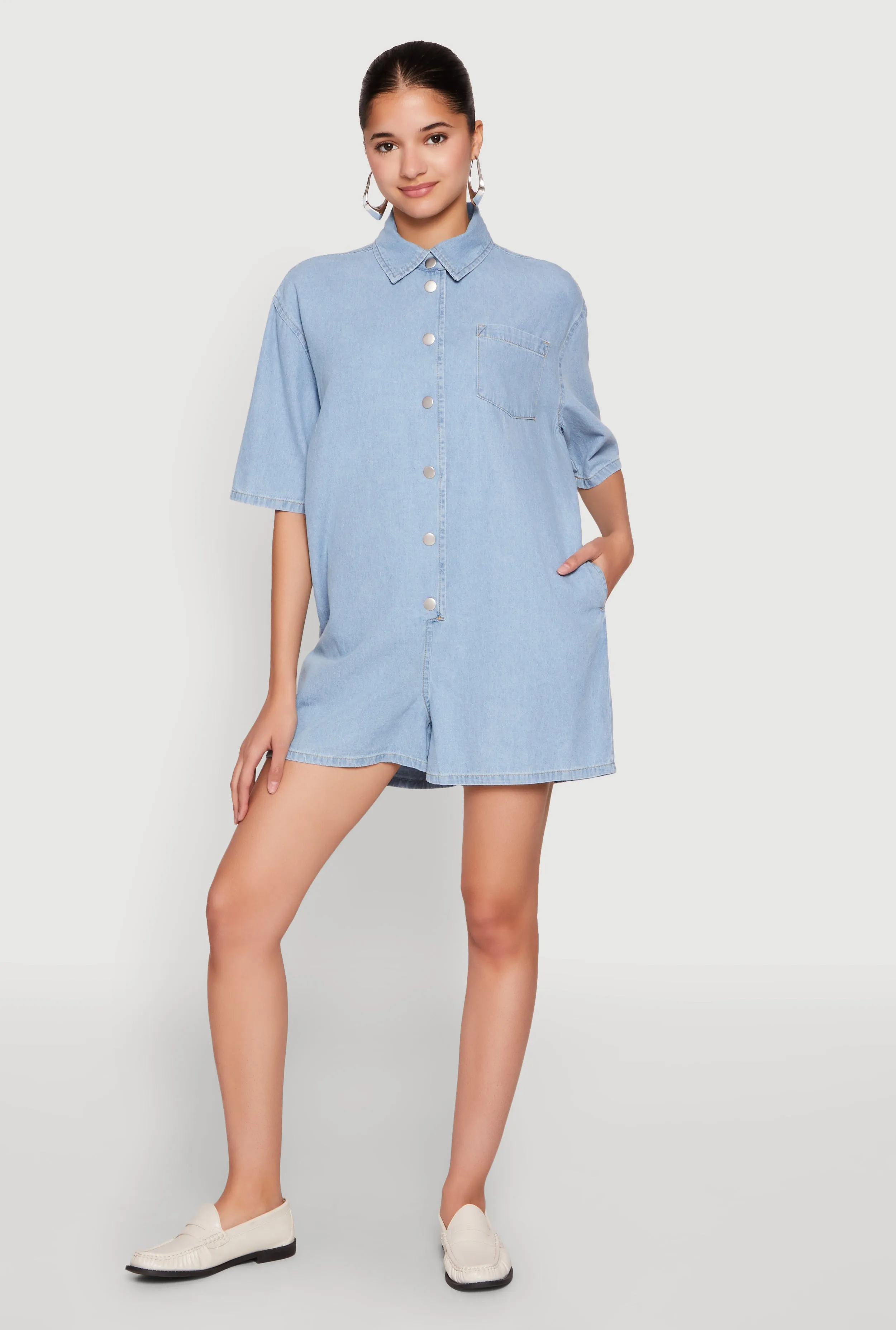 Button Front Denim Romper sold by Rainbow product image thumbnail 2