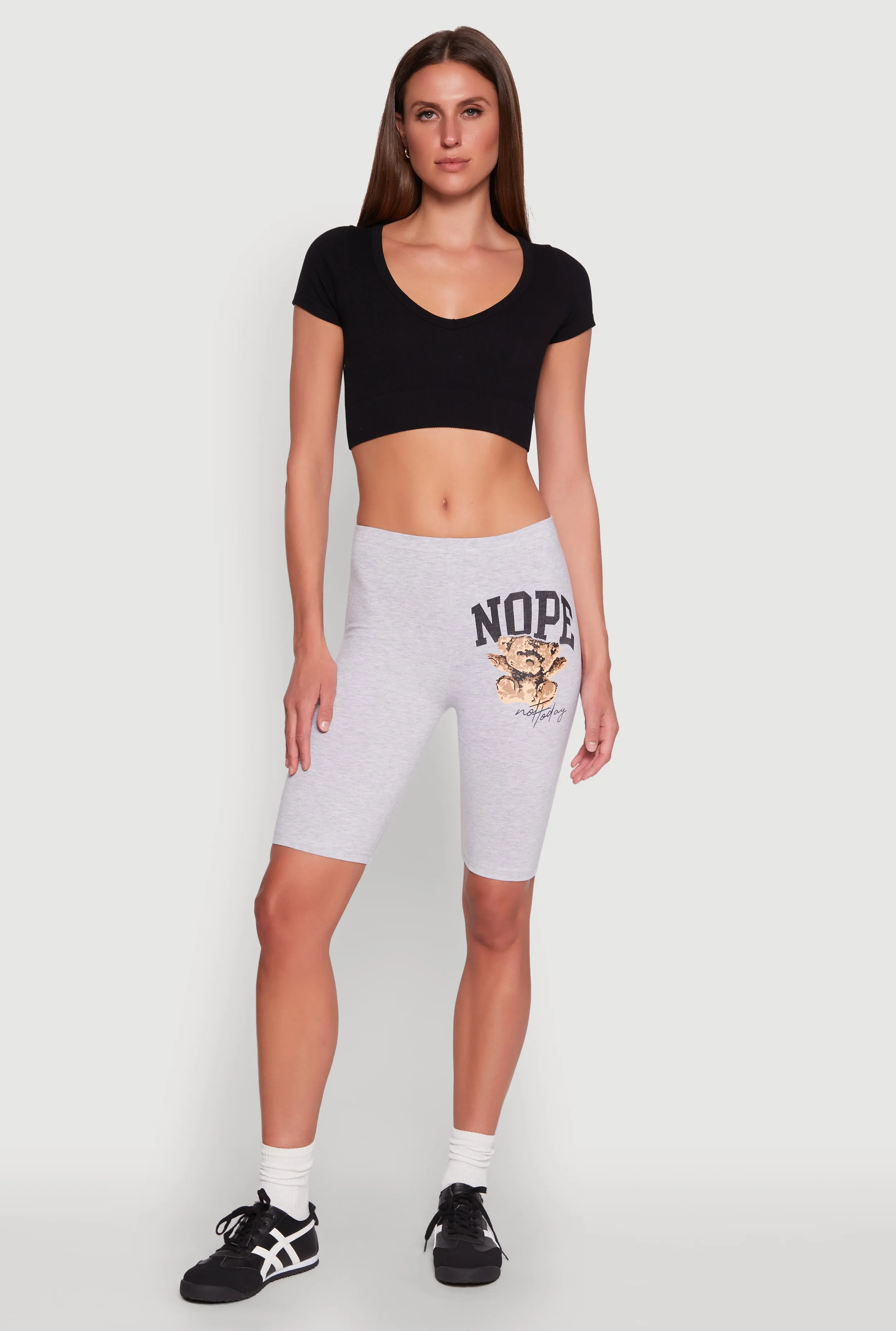 Nope Not Today Bear Graphic Biker Shorts sold by Rainbow
